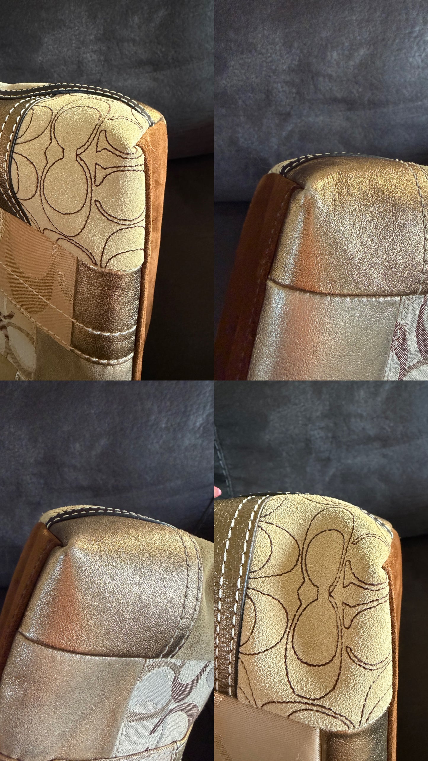 Coach gold and brown patchwork