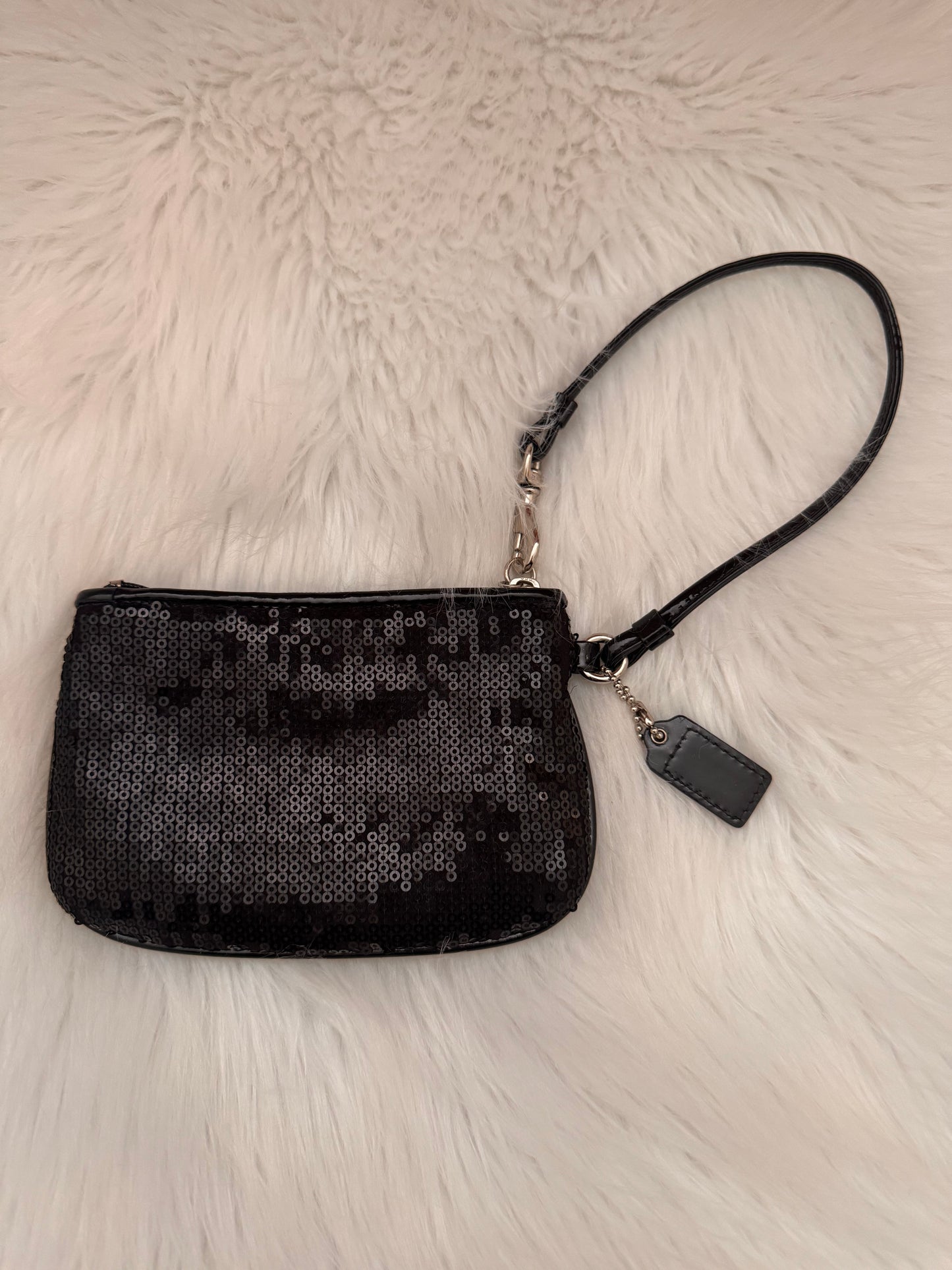 Coach Black Sequin Wristlet