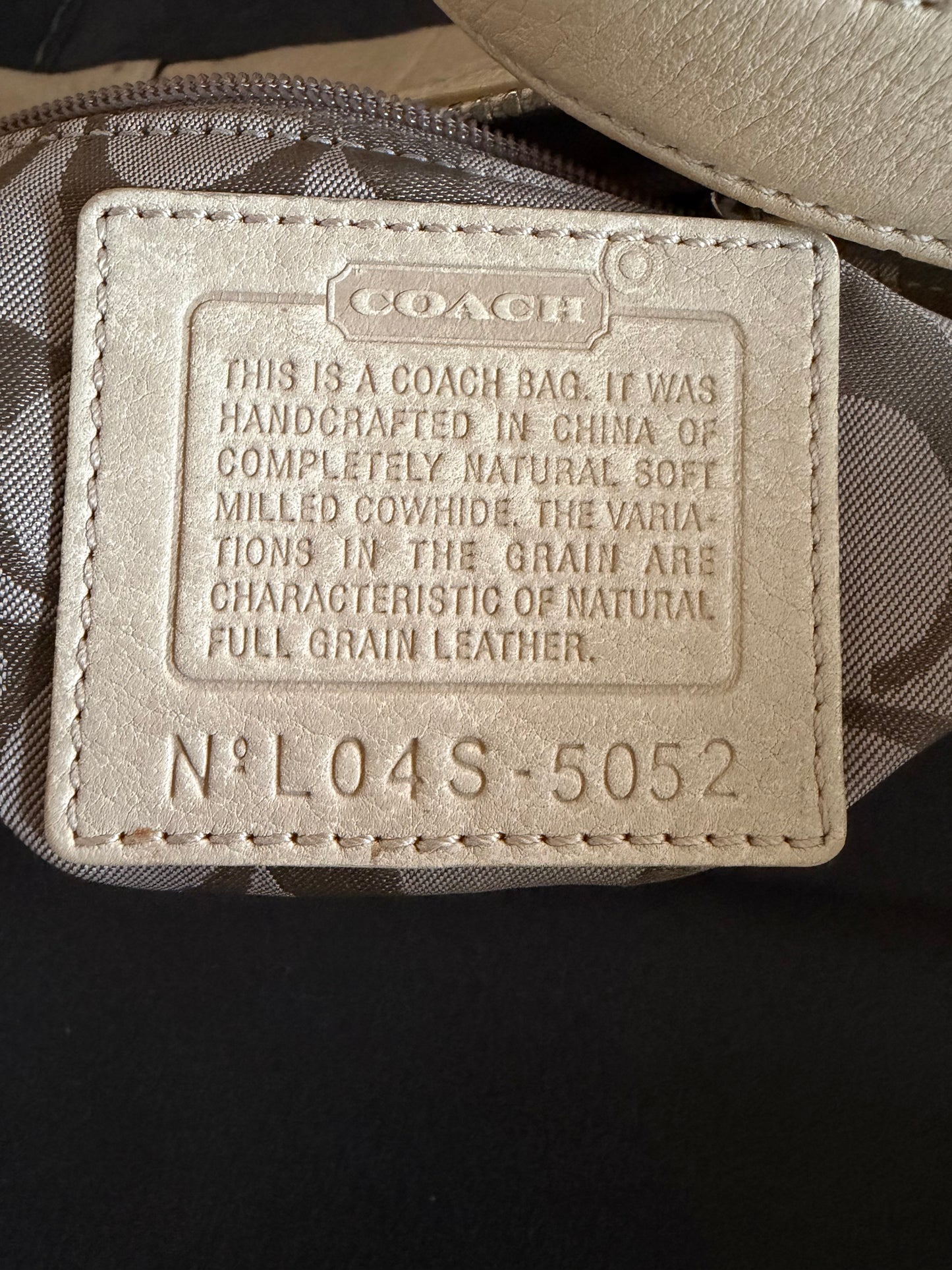 Coach Hamilton Beige pebbled leather