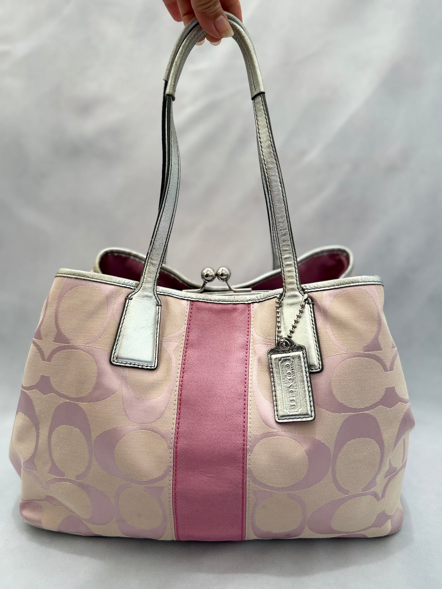 Coach Stripe Frame Kisslock Carryall