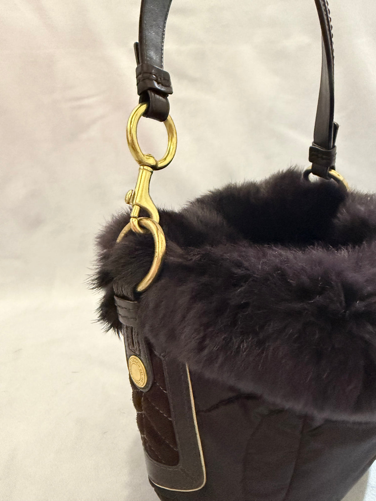 Coach Soho Ski Hobo Brown Rabbit Fur