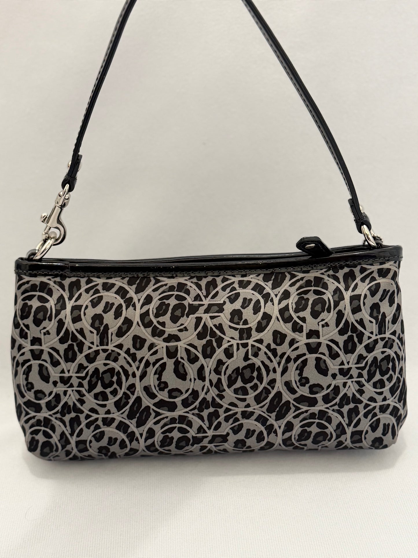 Coach Black/Grey Leopard-Print shoulder bag