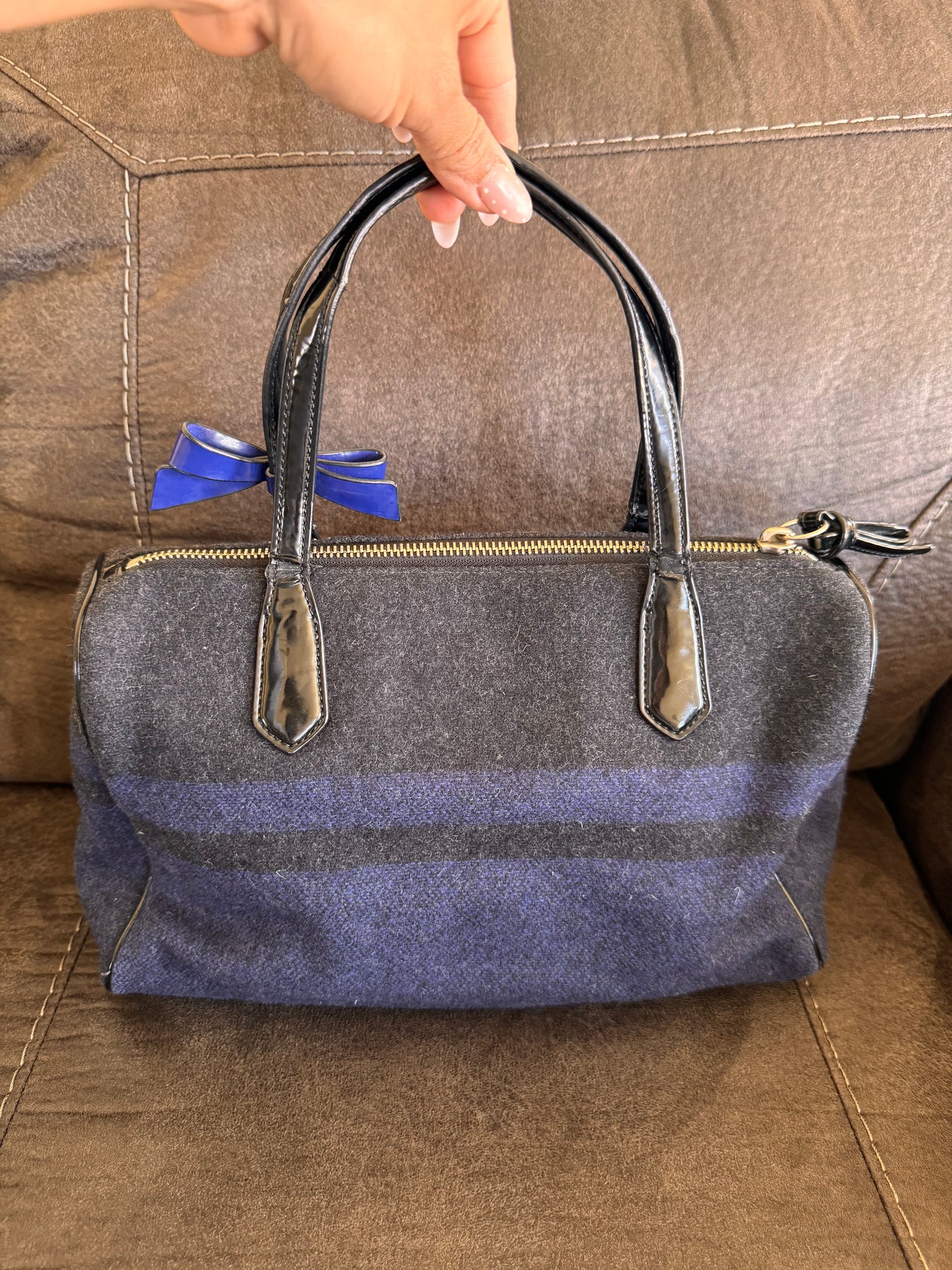 Coach Stripe Wool Satchel