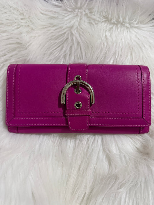 Coach Soho hot pink leather long buckle wallet.