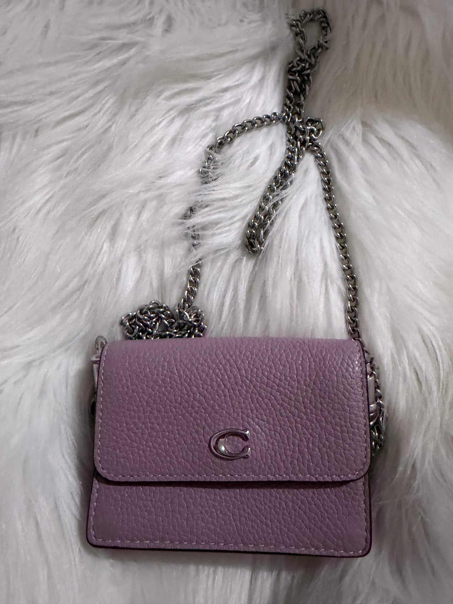 Coach Essential Half Flap Card Case with a chain strap