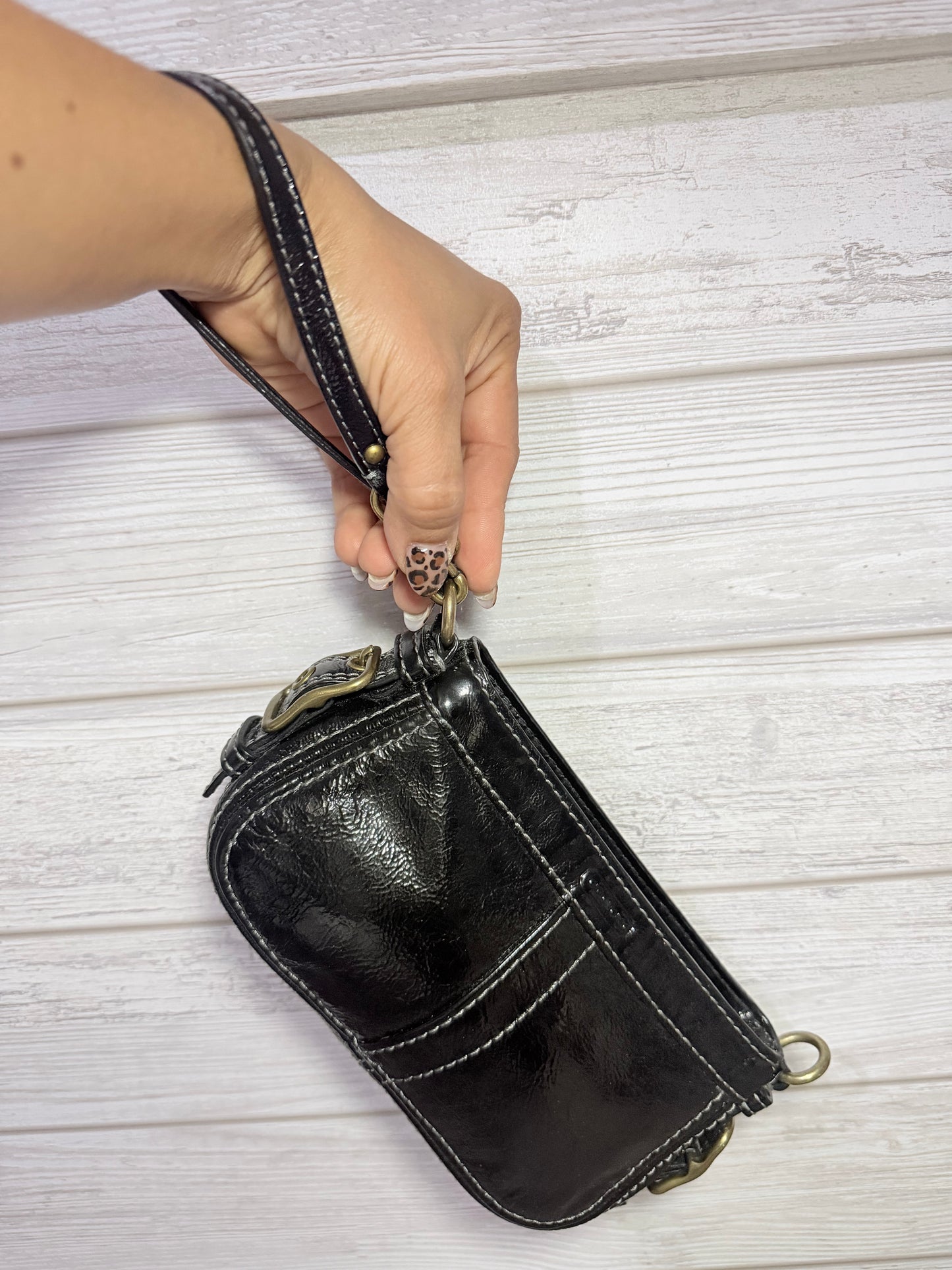 Coach Zoe wristlet/mini purse black patent leather
