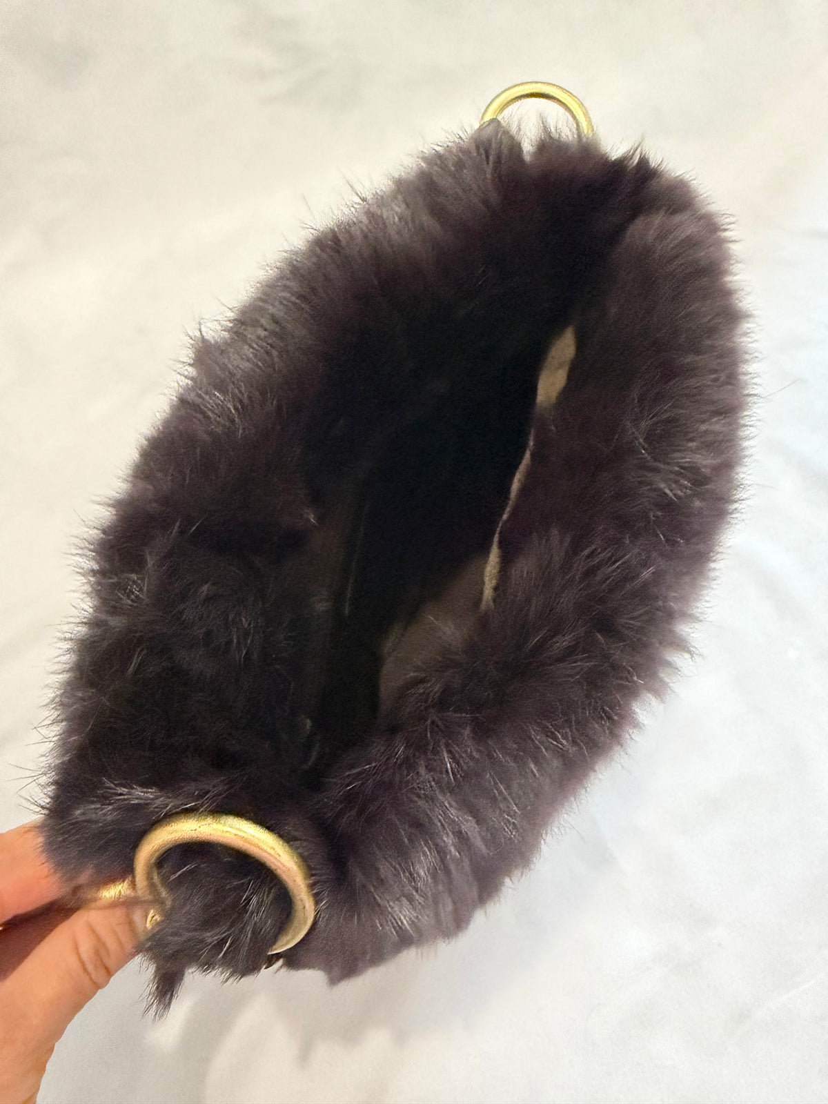 Coach Soho Ski Hobo Brown Rabbit Fur