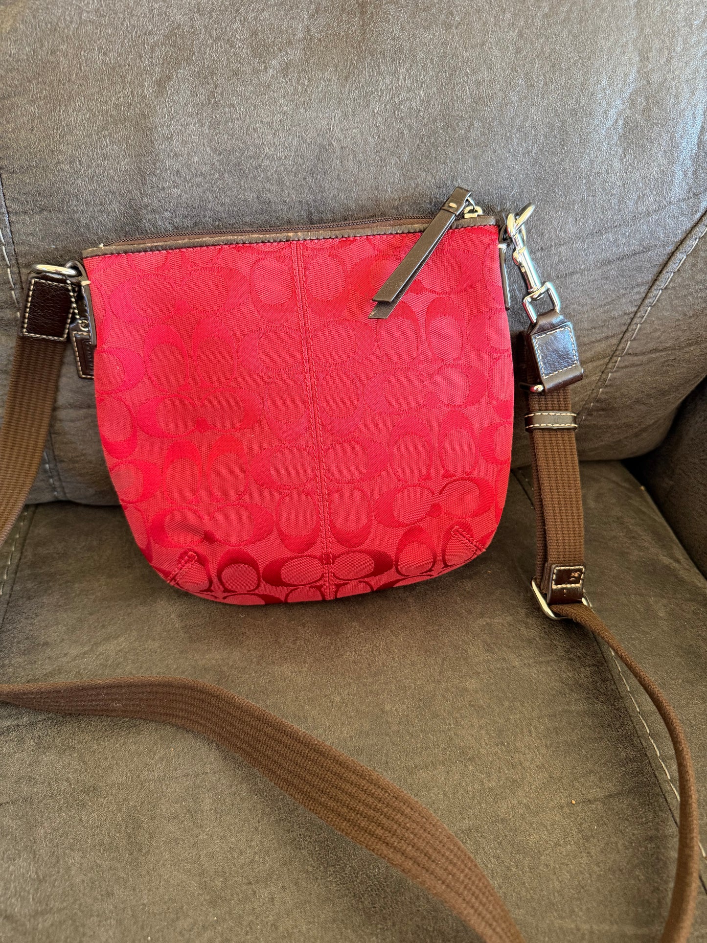 Coach Cherry Red Signature Crossbody Bag