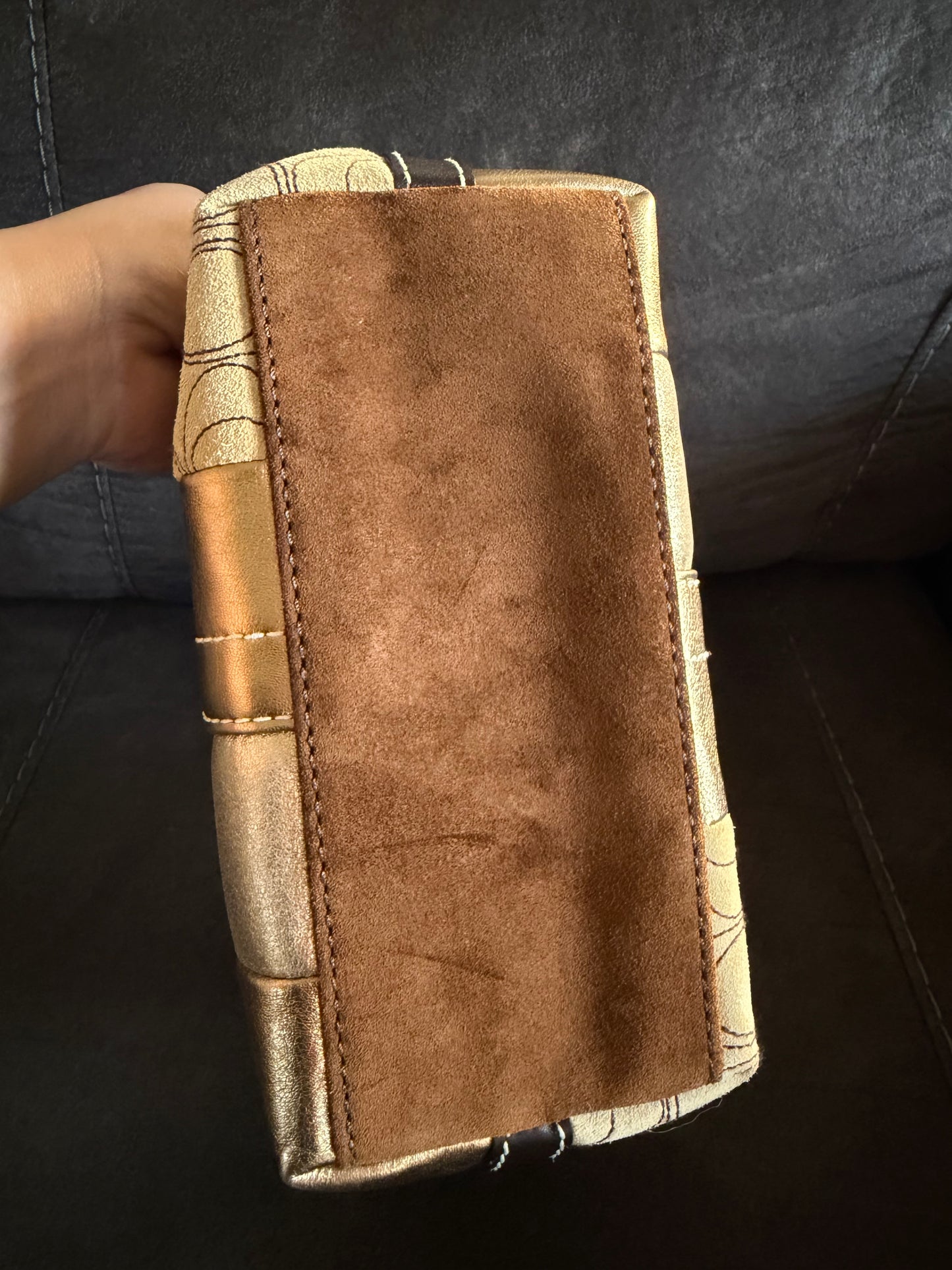 Coach gold and brown patchwork
