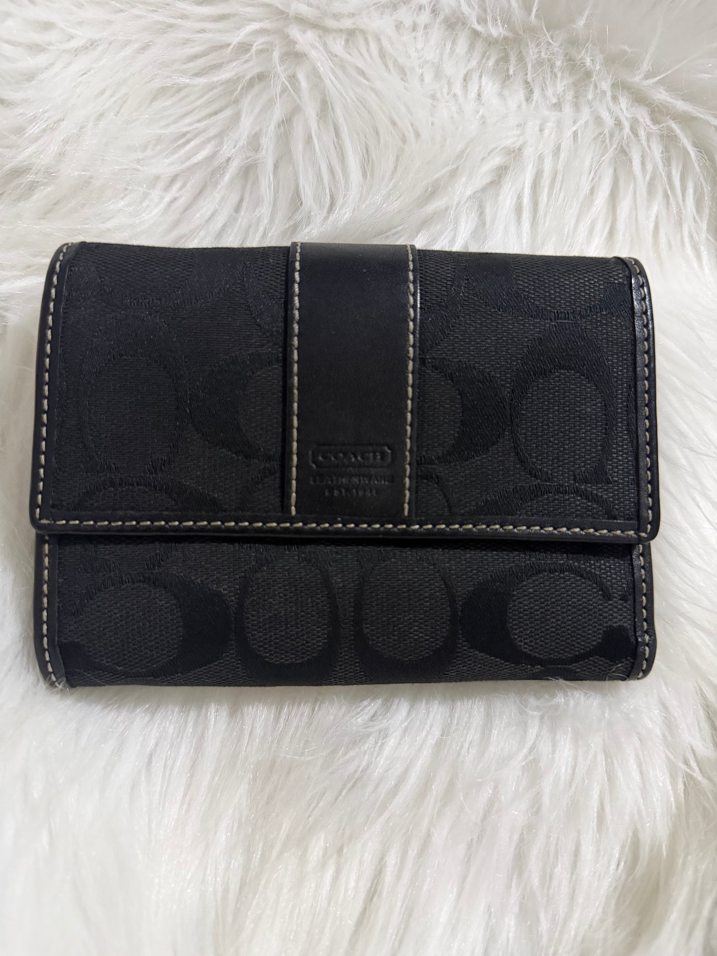 Coach Signature Jacquard Tri-Fold Wallet