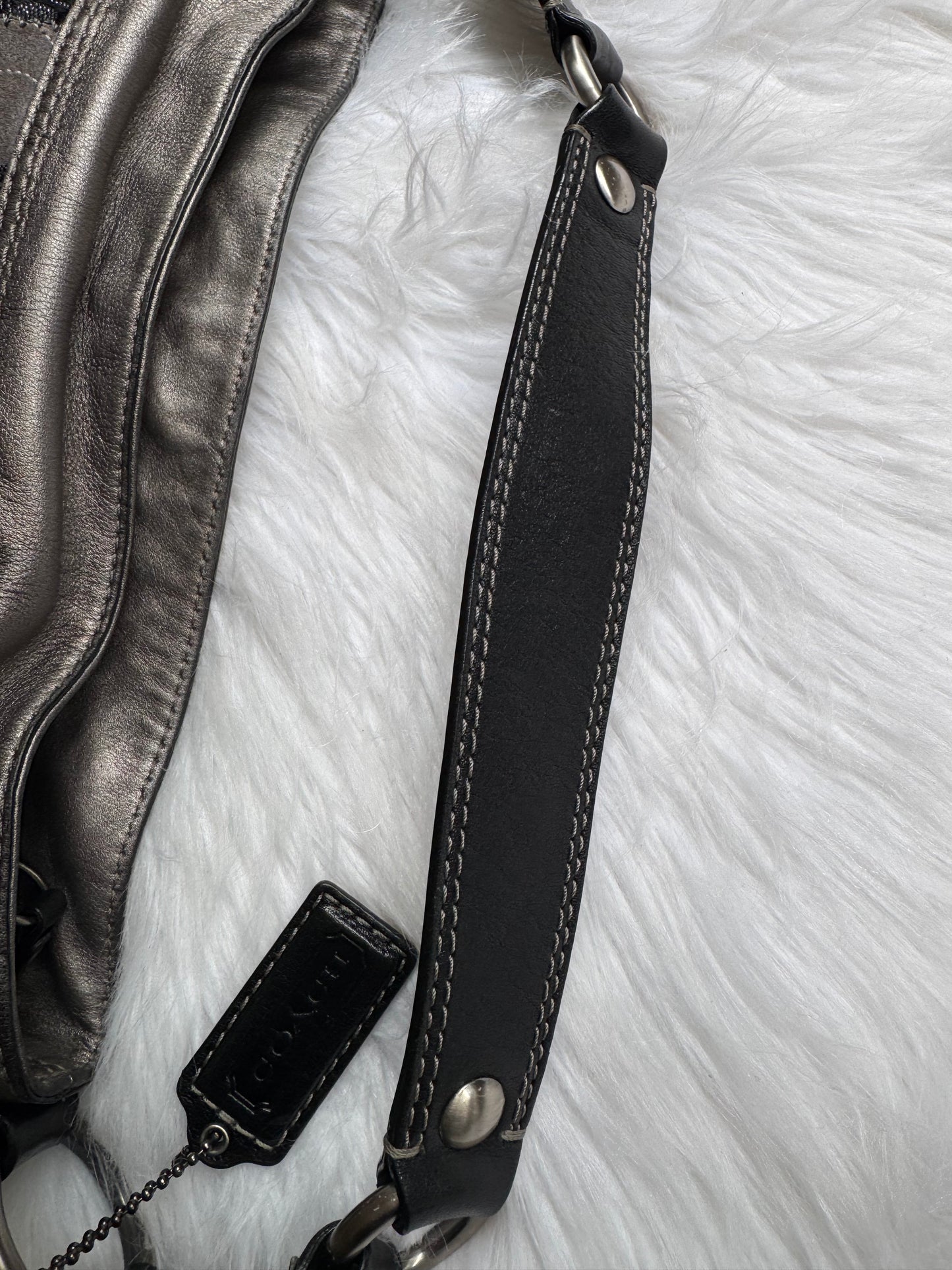 Coach Zoe Black Grey Silver Patchwork