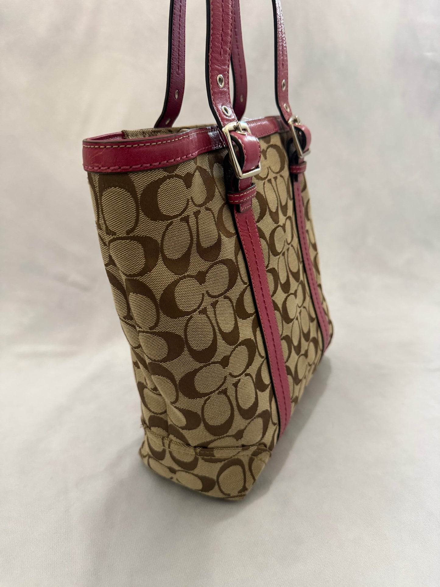 Coach Tote Beige/Fucsia