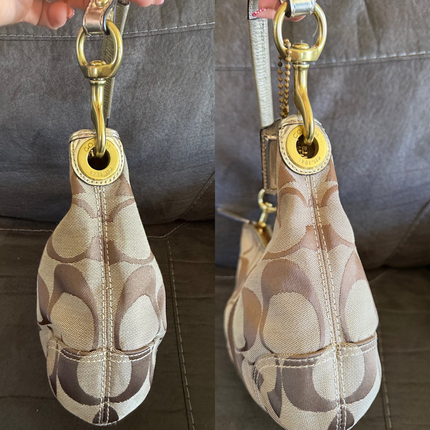 Coach Hobo Small Beige/dorada