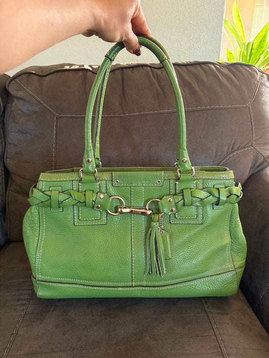 Coach Hampton Tote green pebble leather