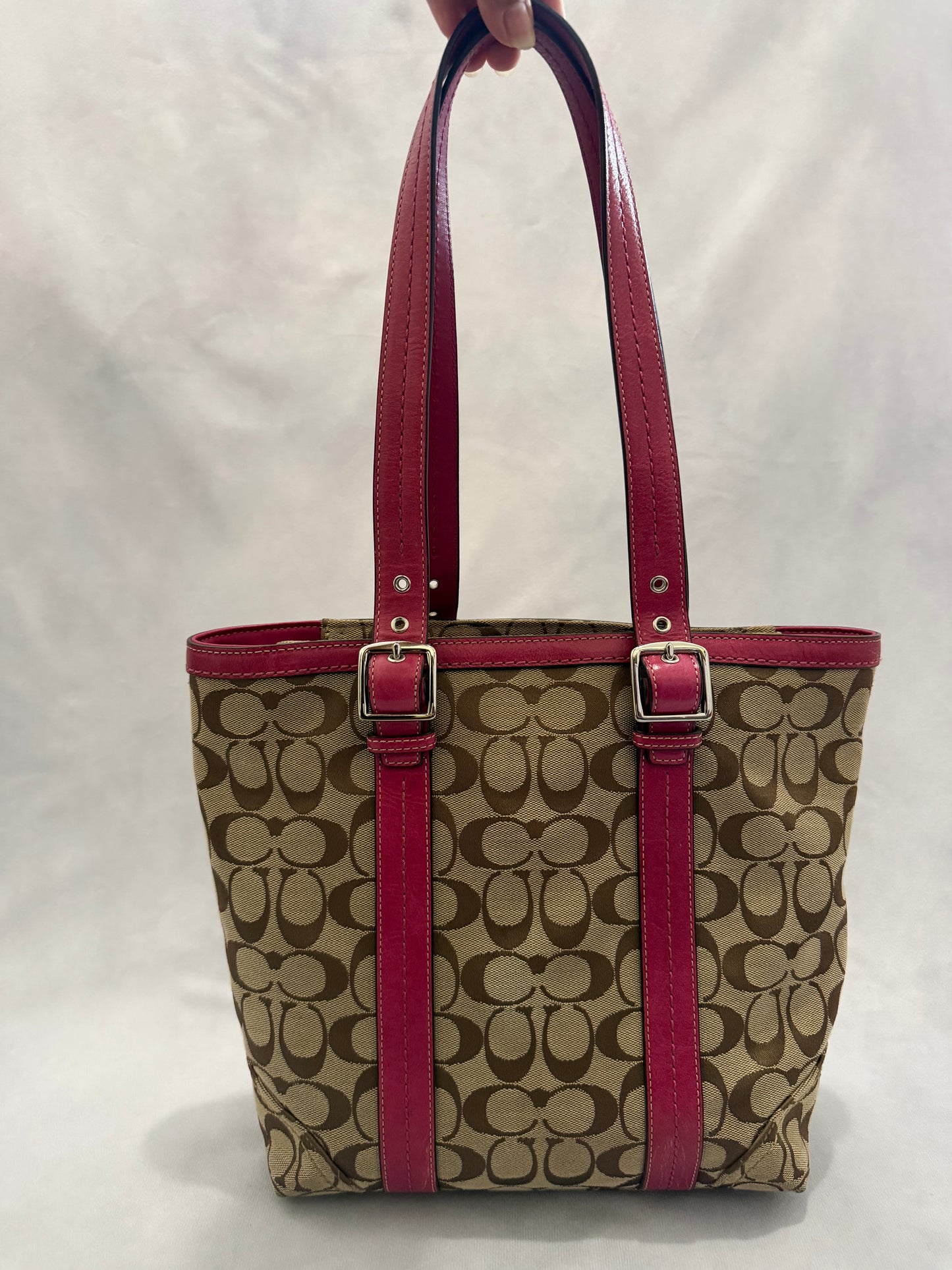 Coach Tote Beige/Fucsia