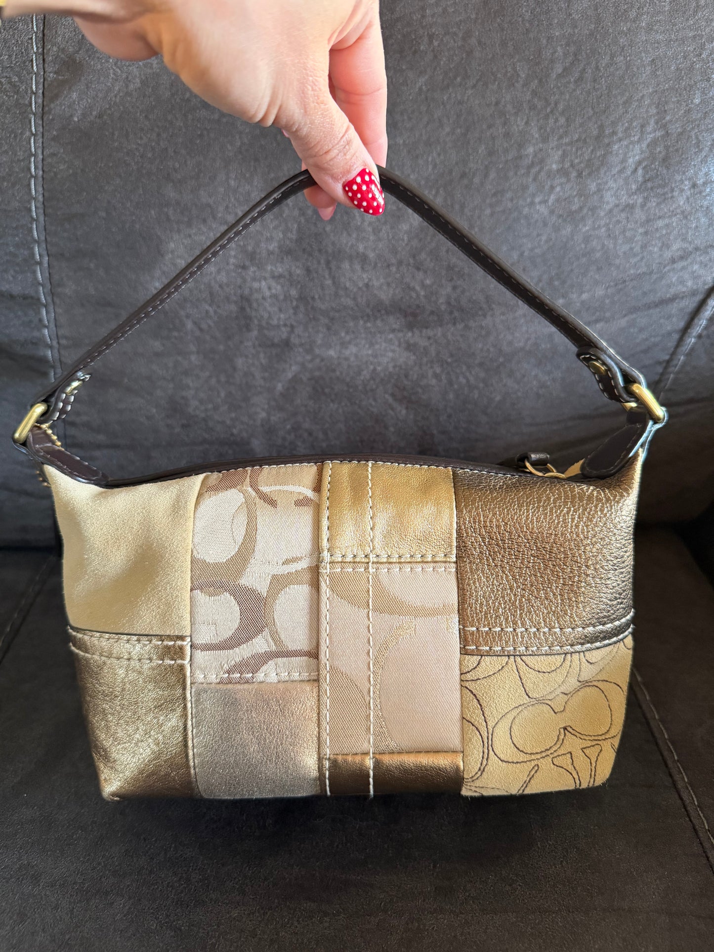 Coach gold and brown patchwork