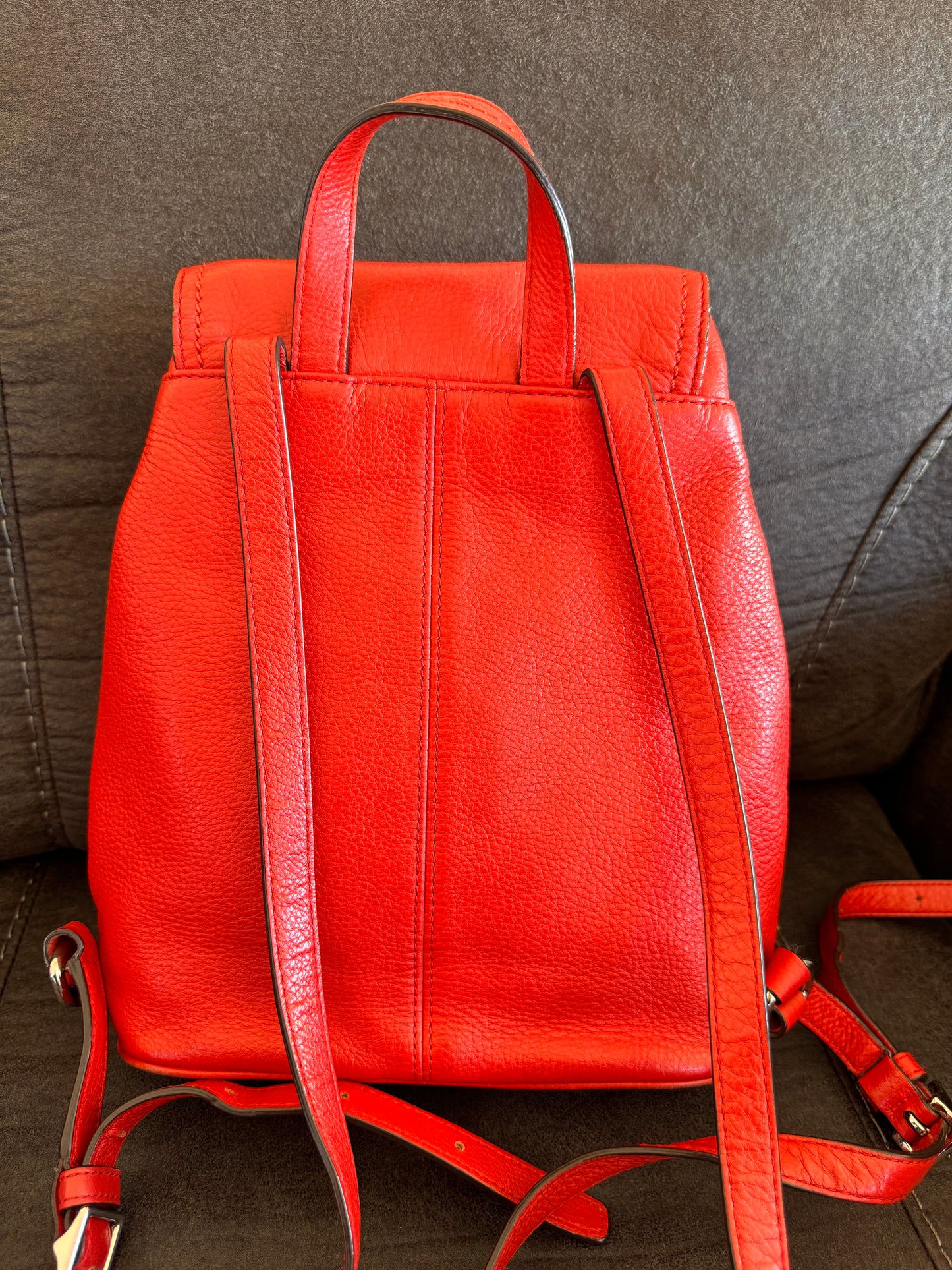 Coach Park Pebbled Red Leather Backpack