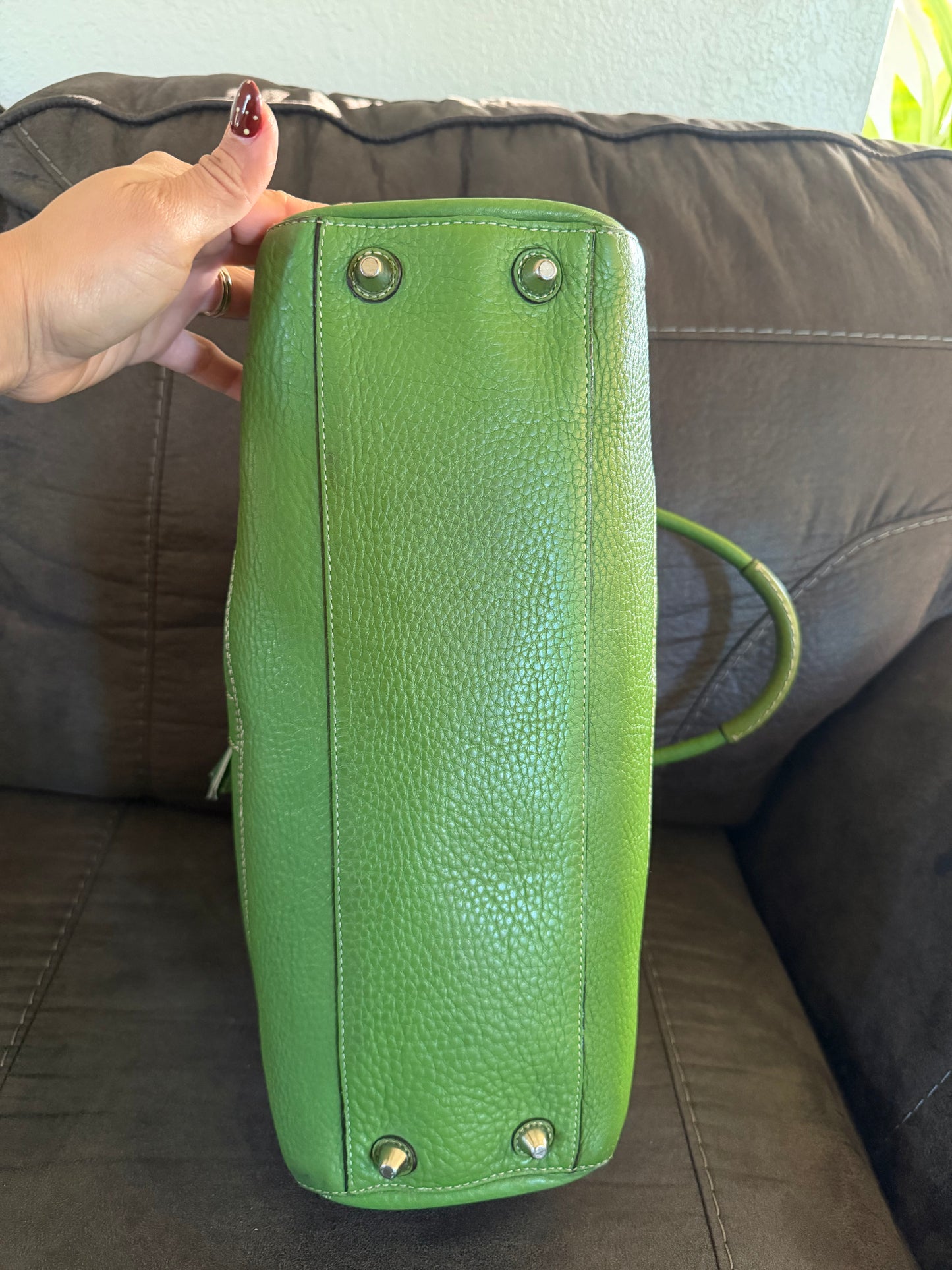 Coach Hampton Tote green pebble leather
