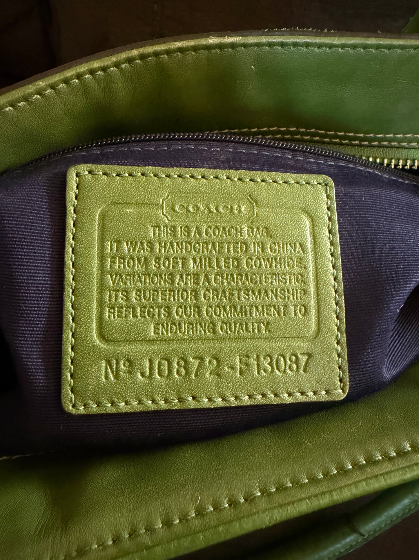 Coach Hampton Tote green pebble leather