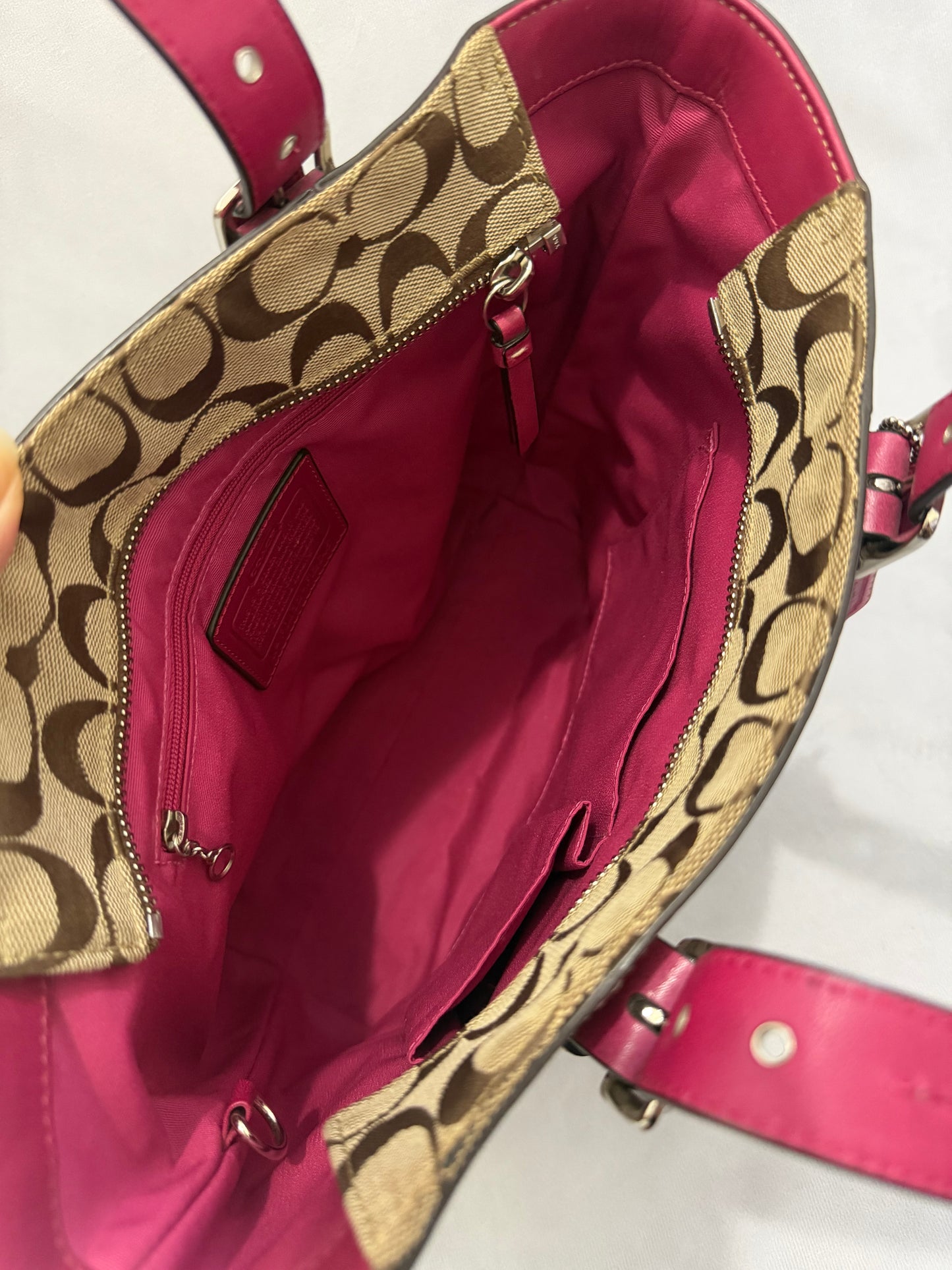 Coach Tote Beige/Fucsia