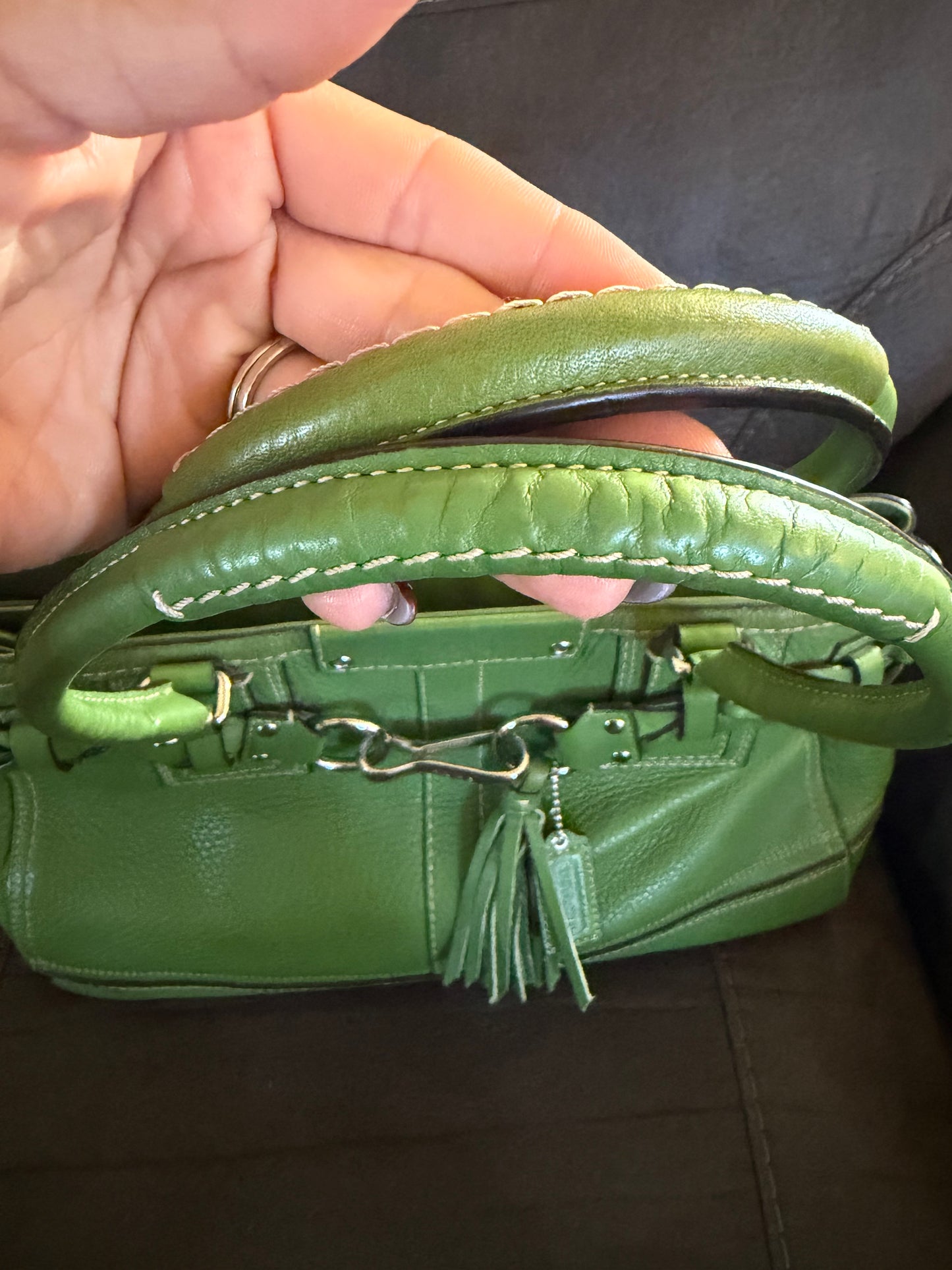 Coach Hampton Tote green pebble leather