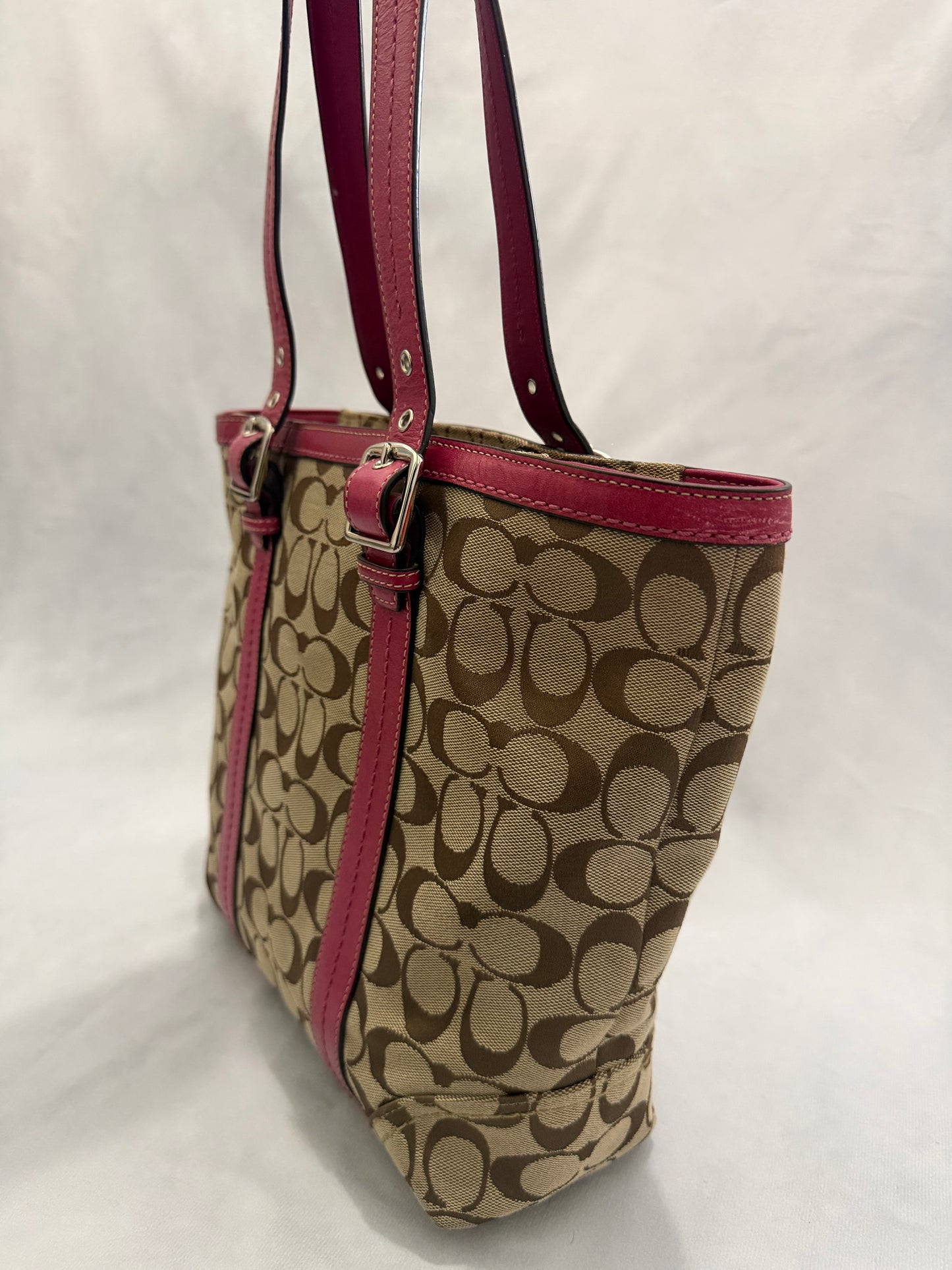 Coach Tote Beige/Fucsia