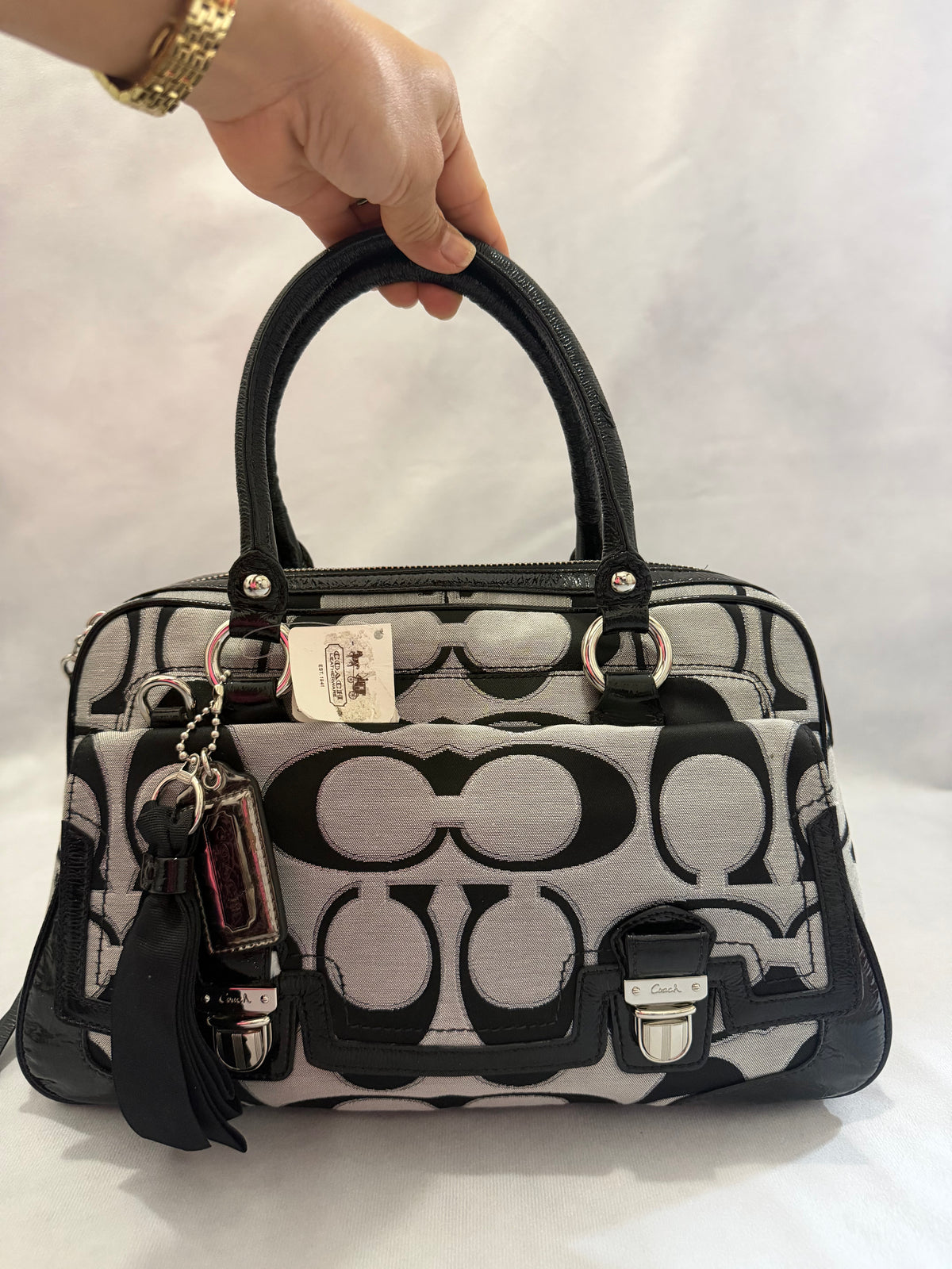 Coach Poppy Signature Sateen Pushlock Satchel