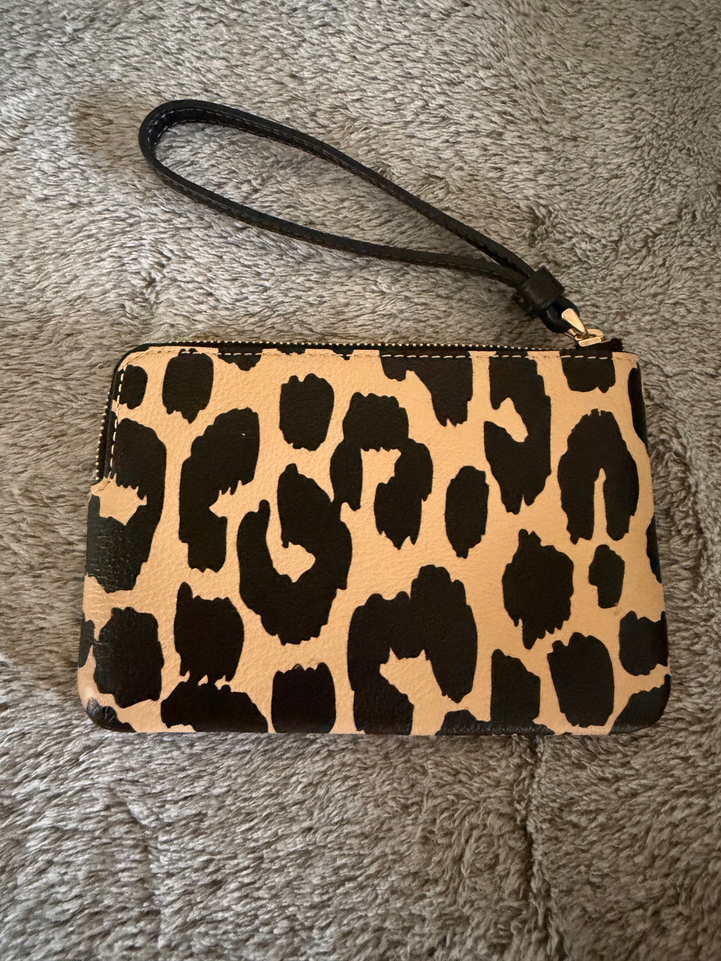 Coach Corner Zip Leopard Wristlet