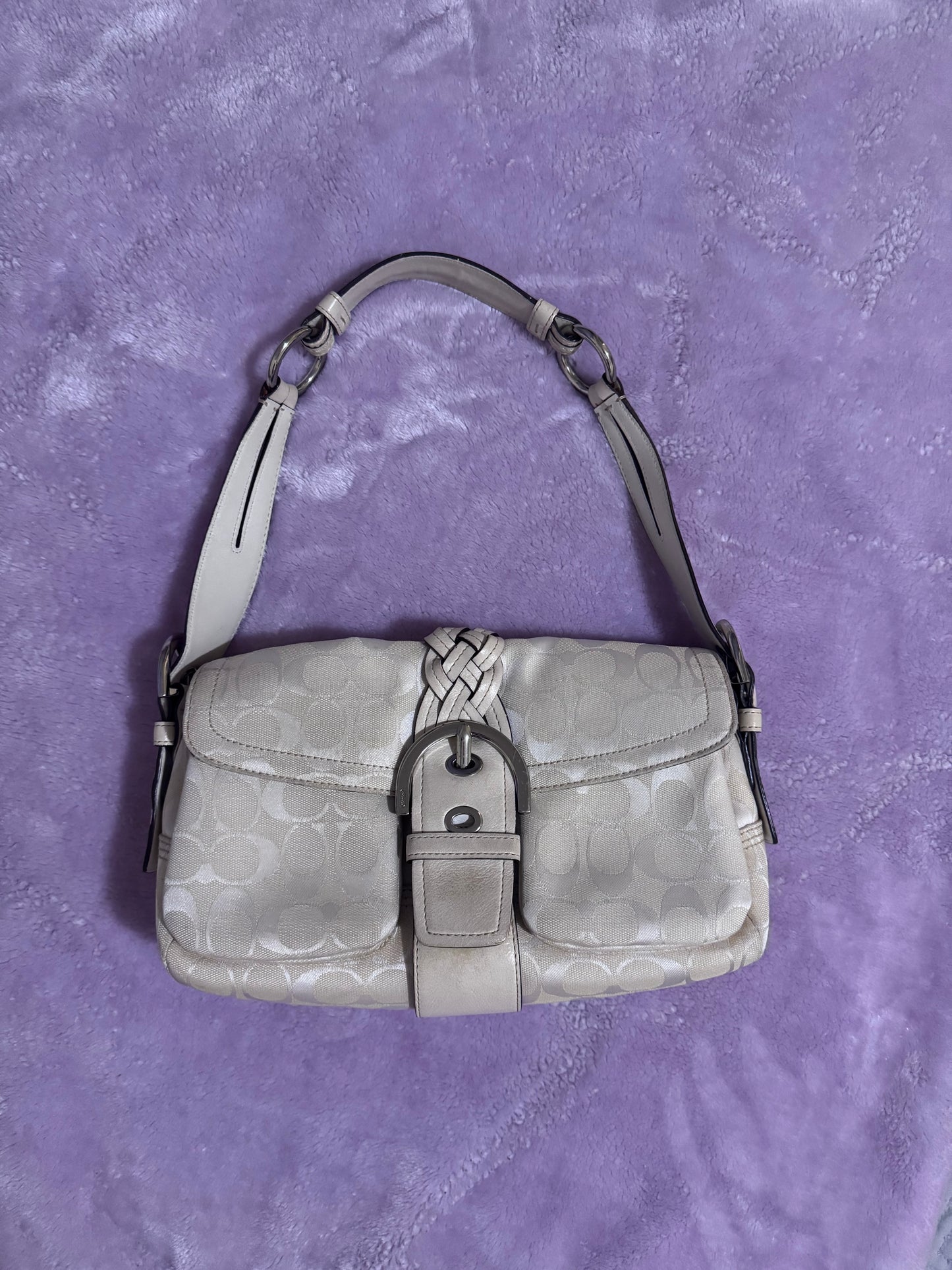 Coach Shoulder Bag White Signature