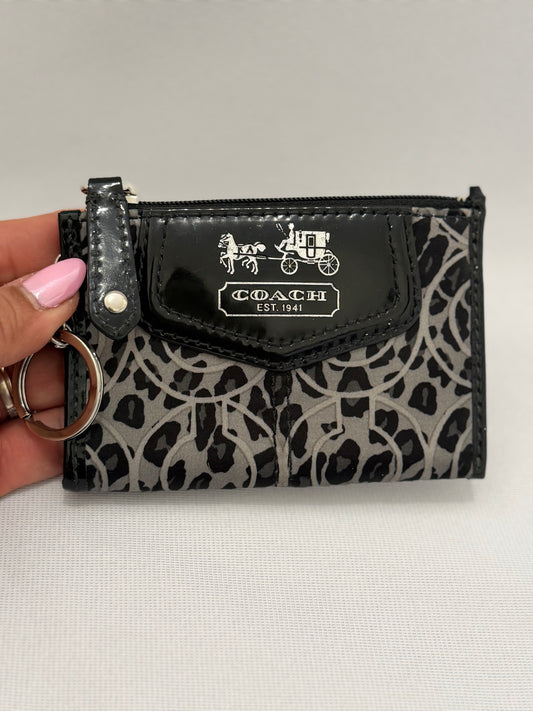 Coach Black/Grey Coin/Car Holder Animal-Print