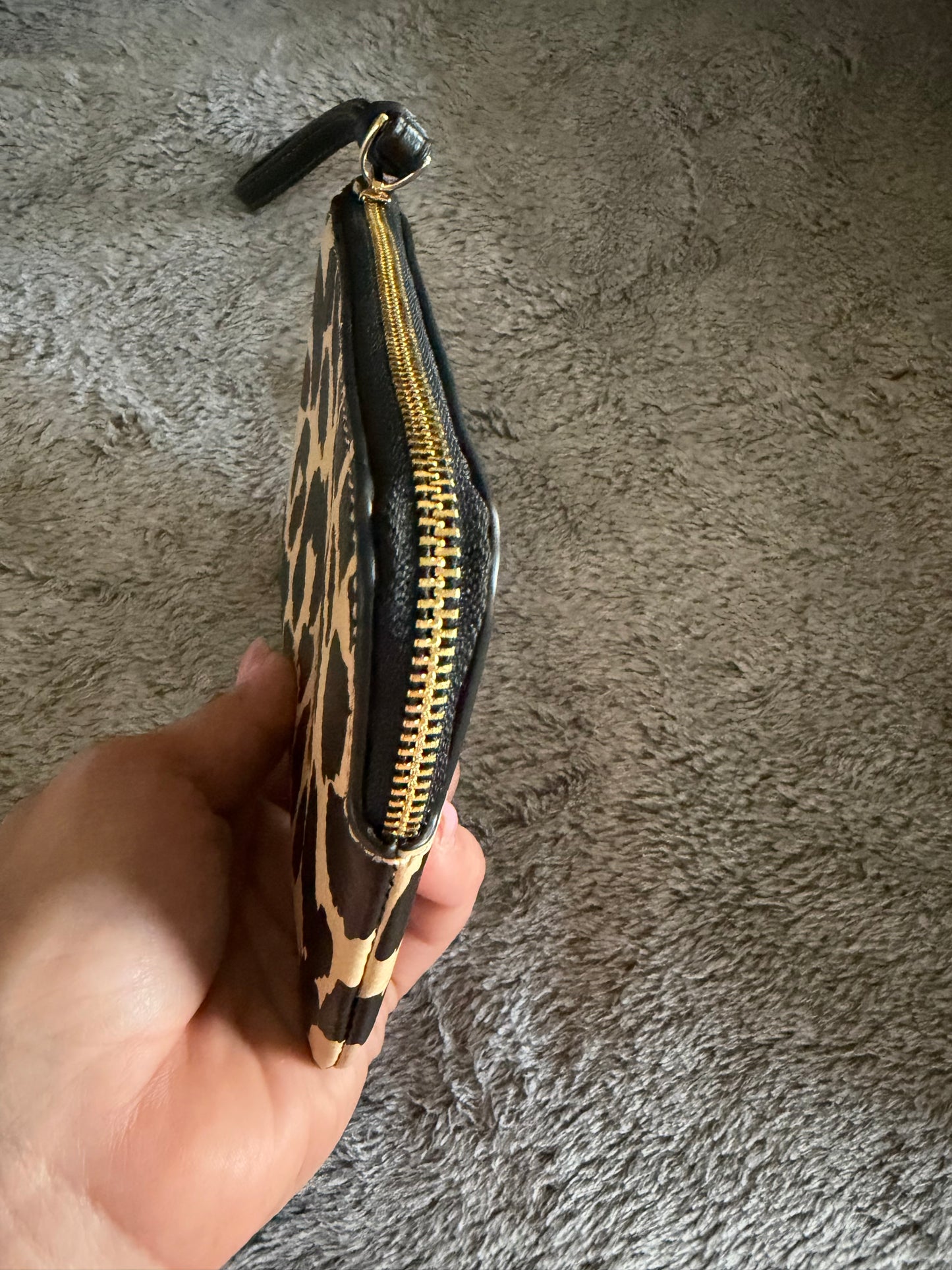 Coach Corner Zip Leopard Wristlet