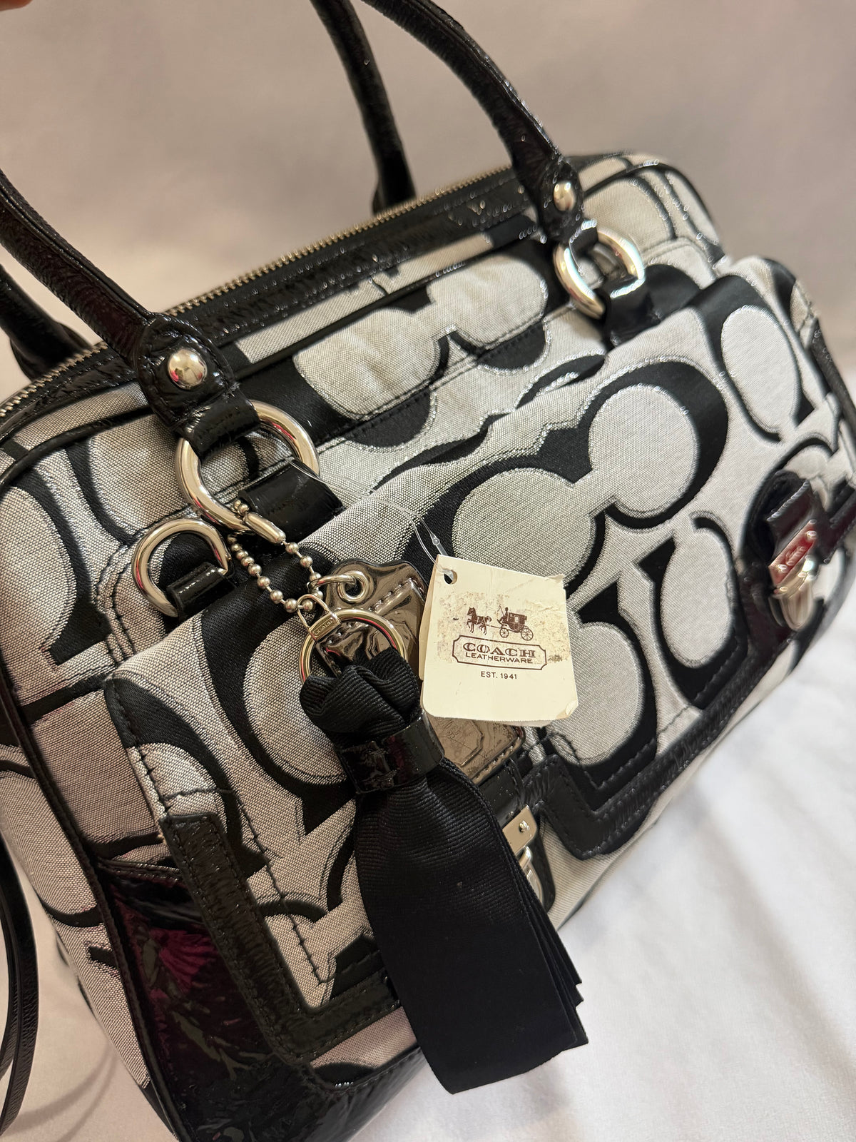 Coach Poppy Signature Sateen Pushlock Satchel