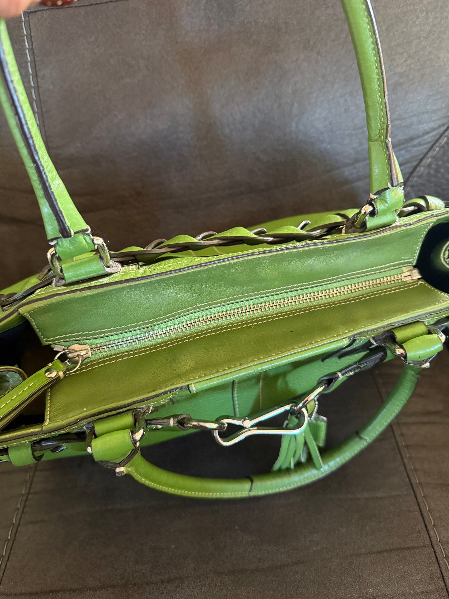 Coach Hampton Tote green pebble leather