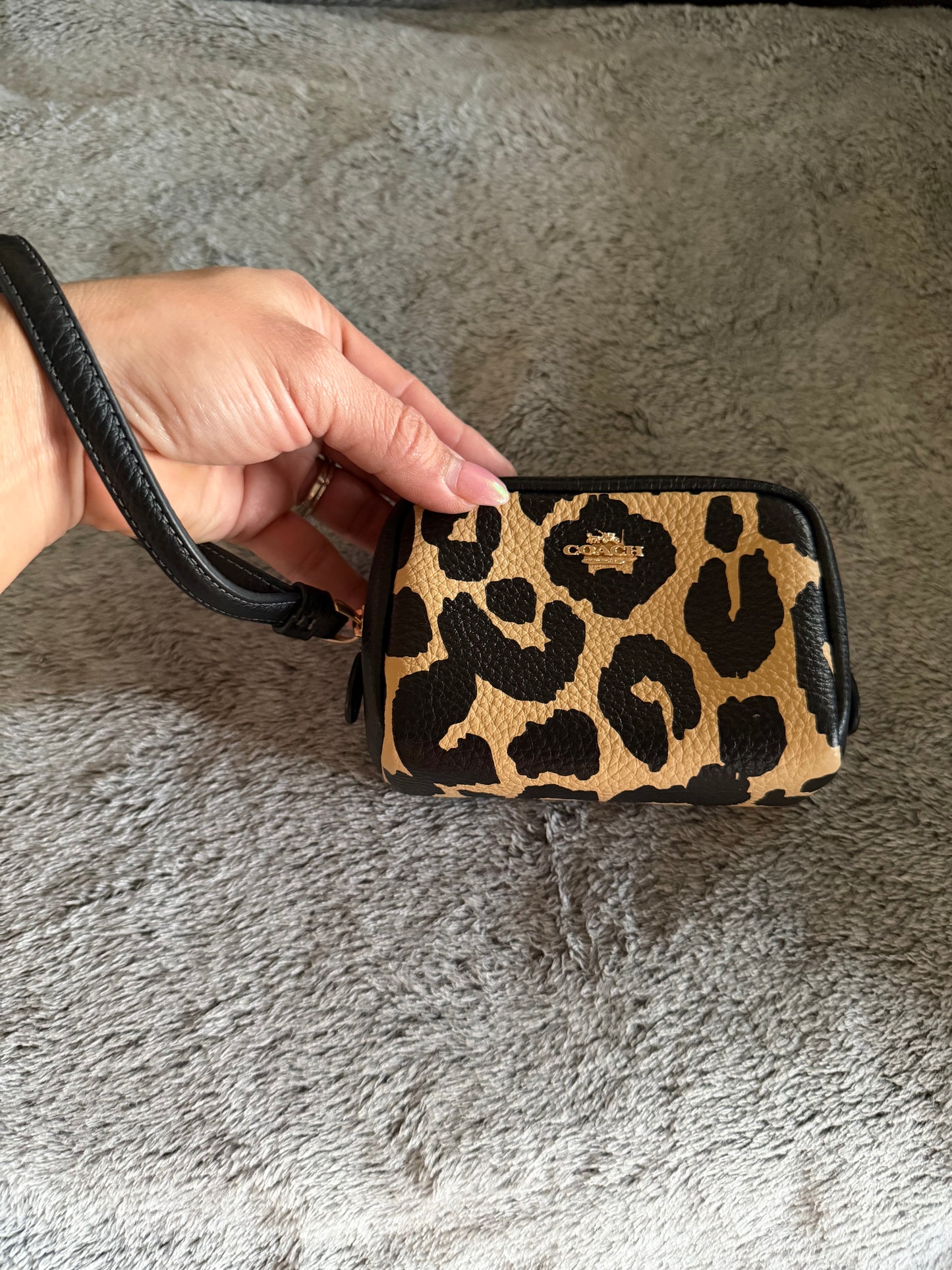 Coach Pouch Wristlet with Leopard Print