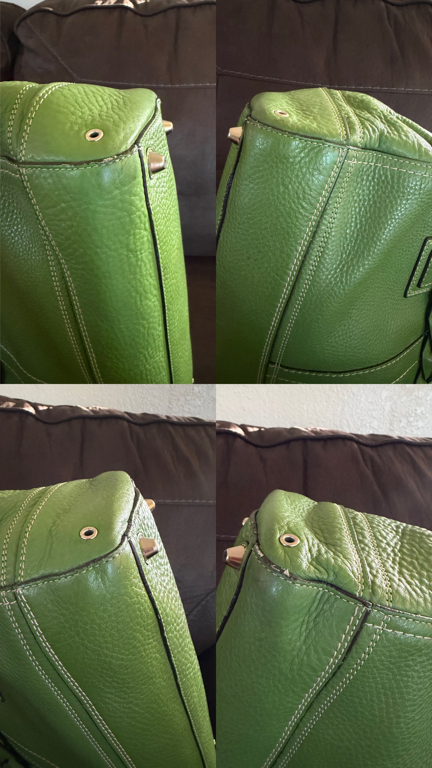 Coach Hampton Tote green pebble leather