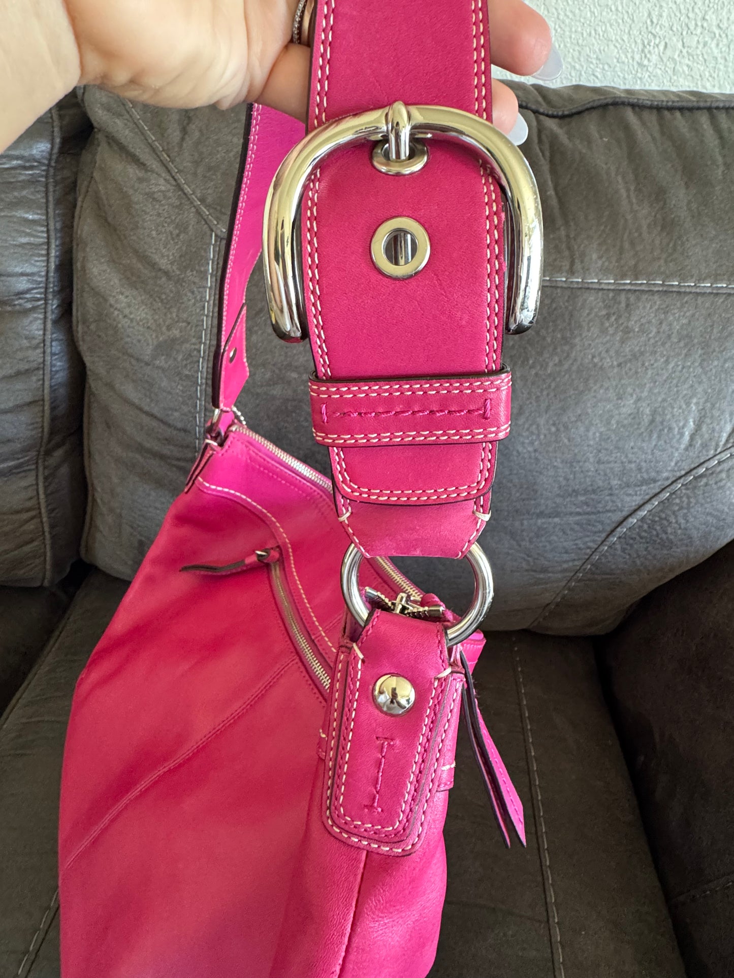 Coach Soho Hobo Hot Pink leather