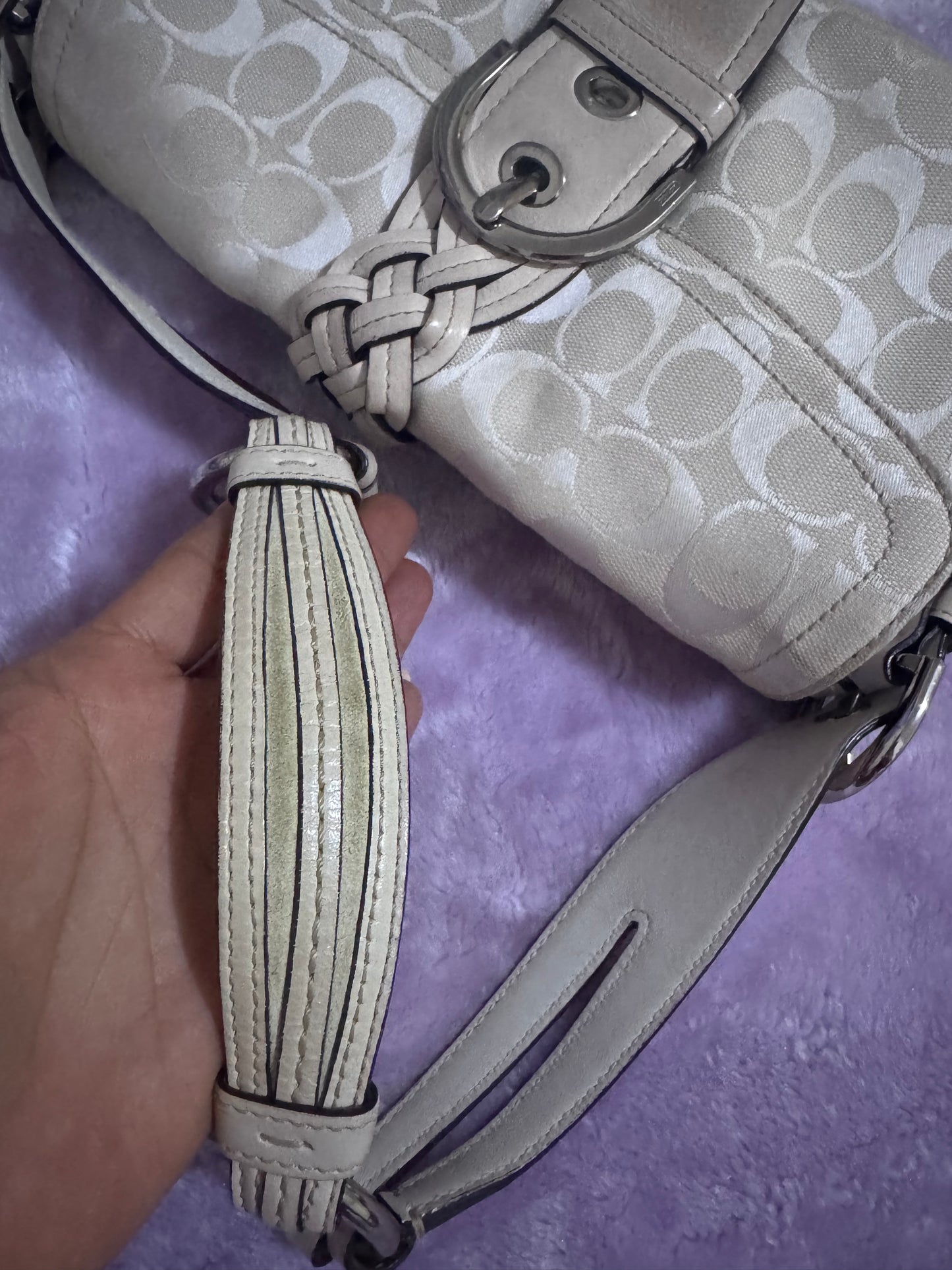 Coach Shoulder Bag White Signature