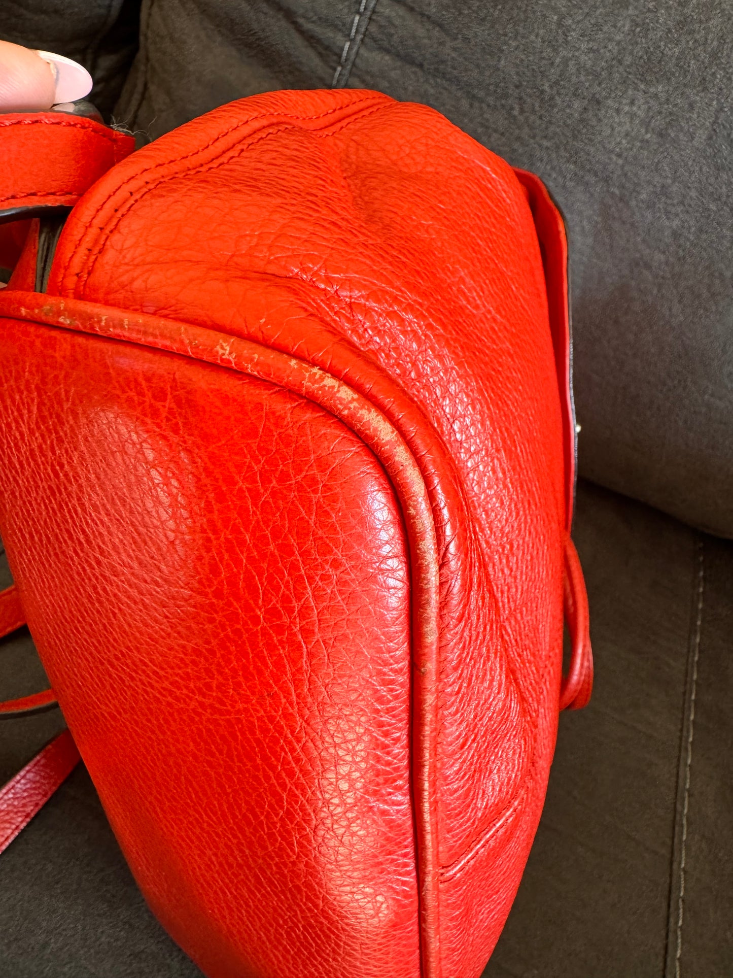 Coach Park Pebbled Red Leather Backpack
