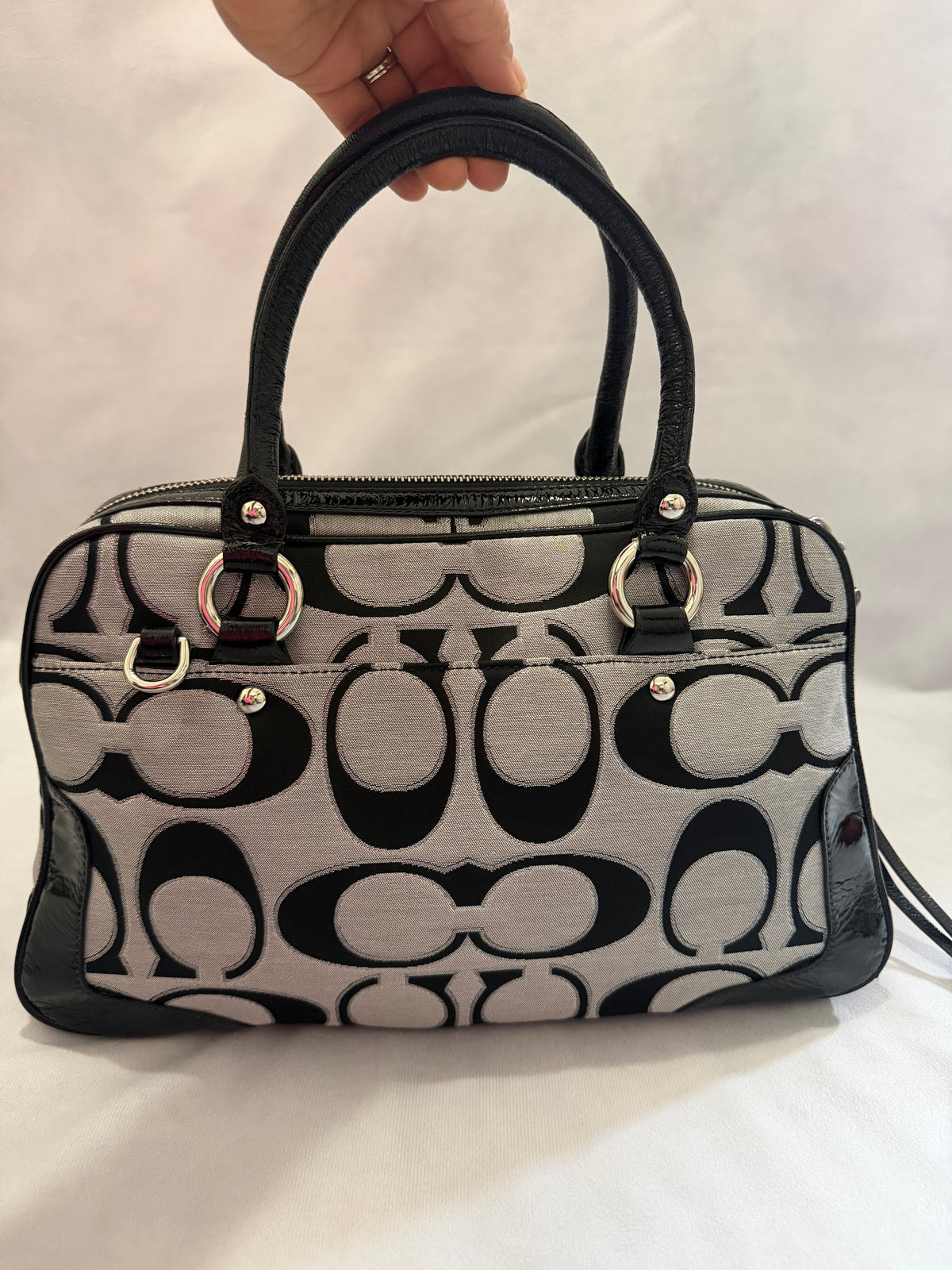 Coach Poppy Signature Sateen Pushlock Satchel