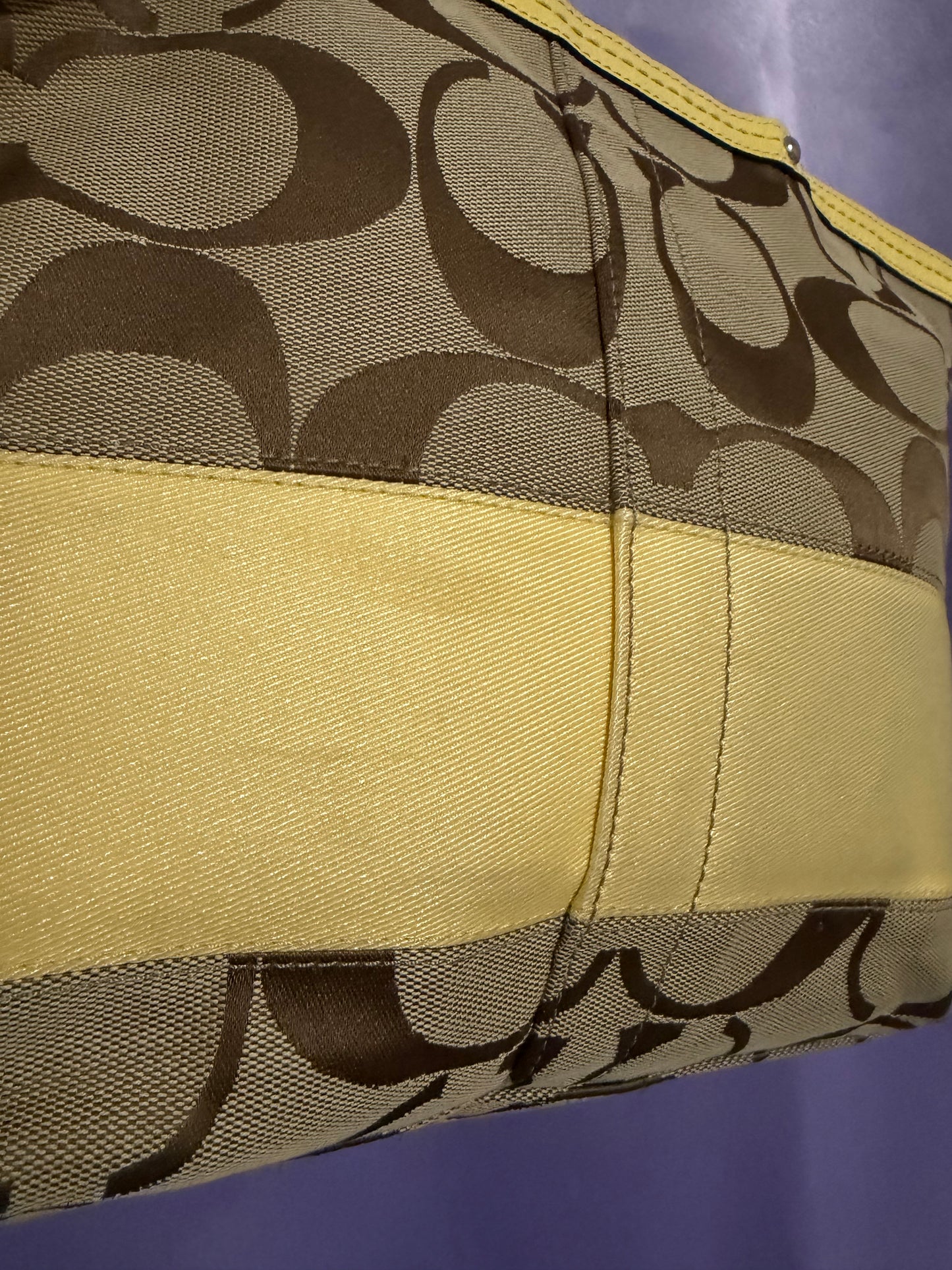 Coach Khaki/Beige Signature Stripe Tote