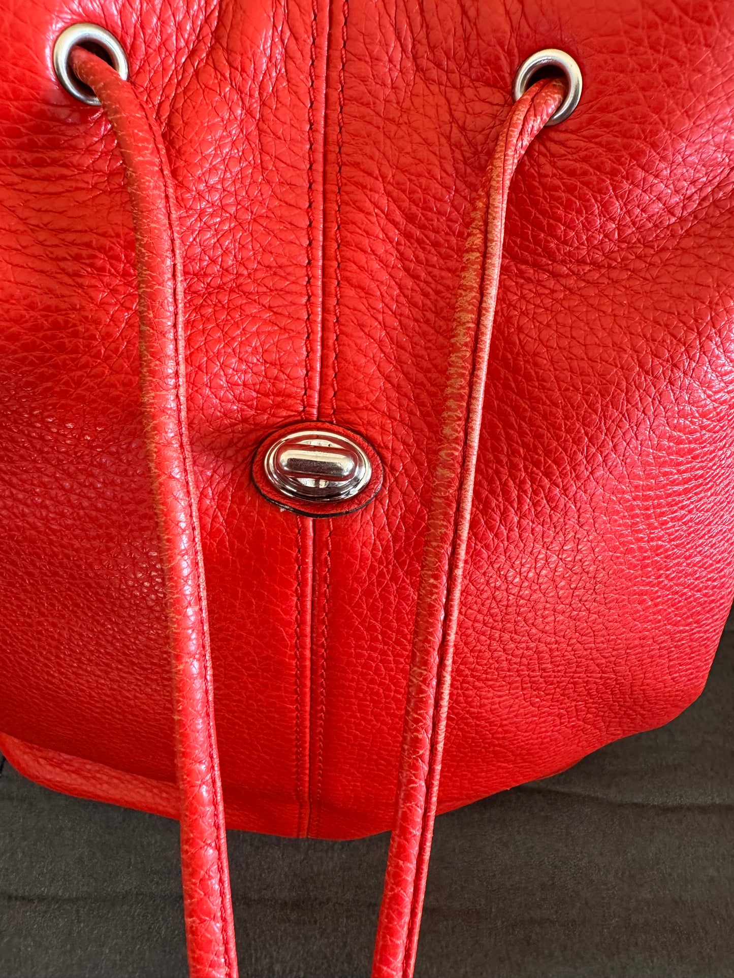 Coach Park Pebbled Red Leather Backpack