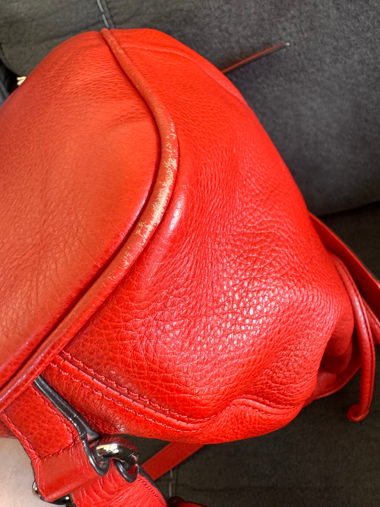 Coach Park Pebbled Red Leather Backpack