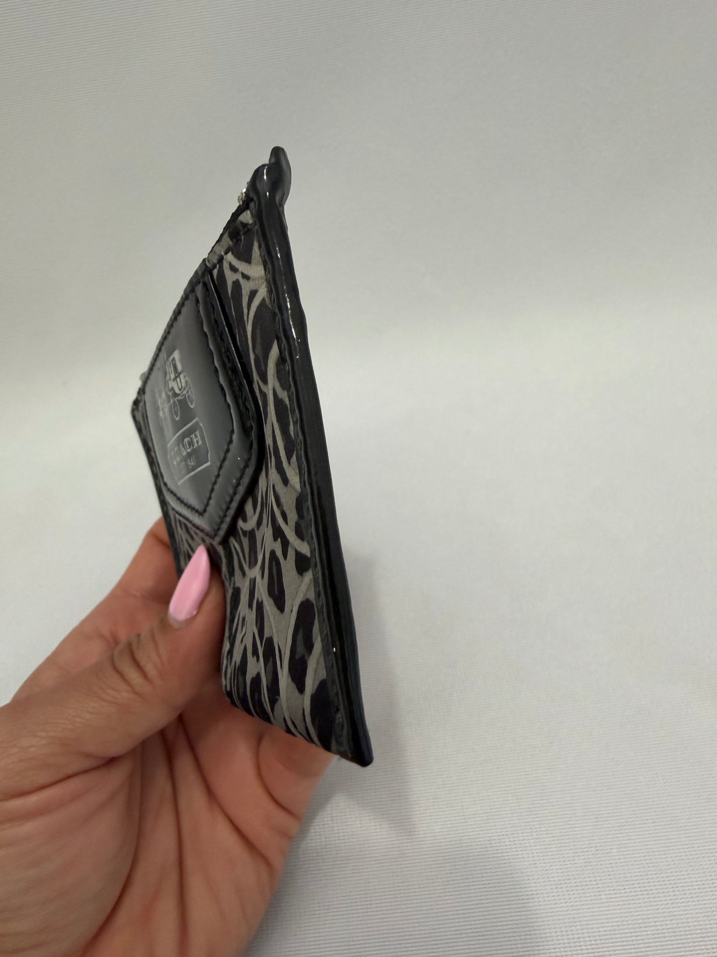 Coach Black/Grey Coin/Car Holder Animal-Print