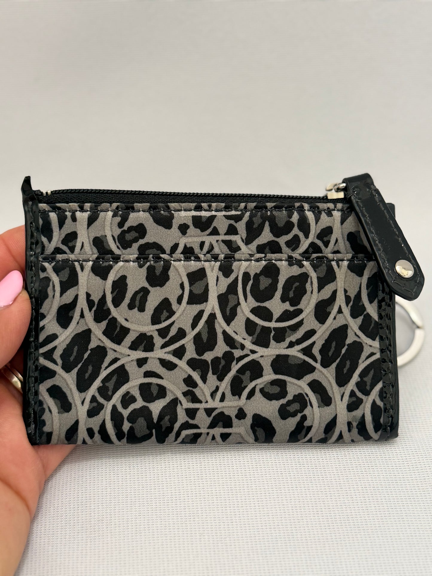 Coach Black/Grey Coin/Car Holder Animal-Print