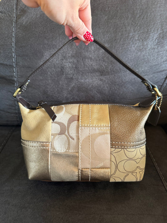 Coach gold and brown patchwork