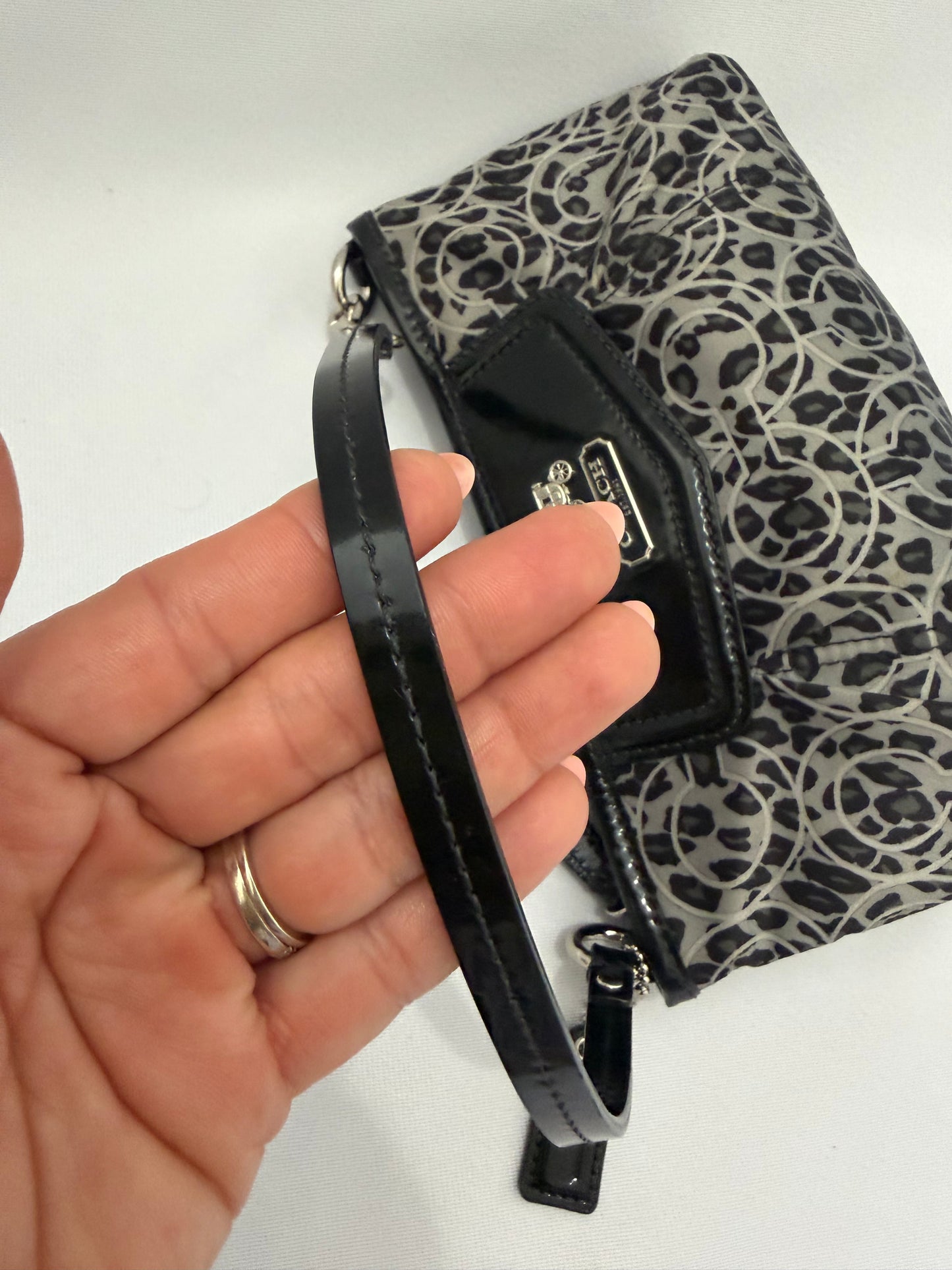 Coach Black/Grey Leopard-Print shoulder bag