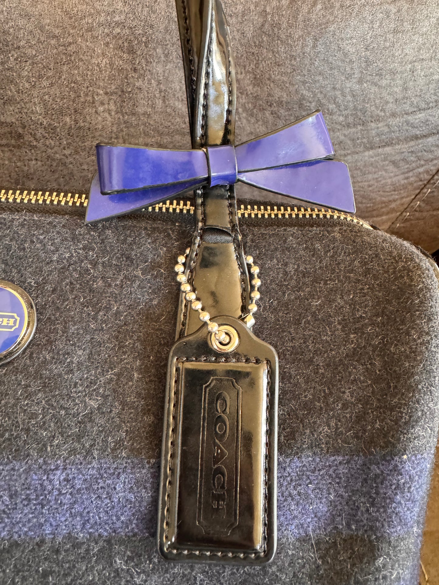 Coach Stripe Wool Satchel