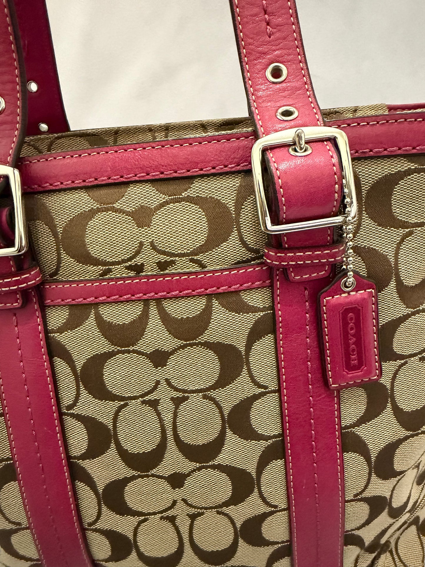 Coach Tote Beige/Fucsia