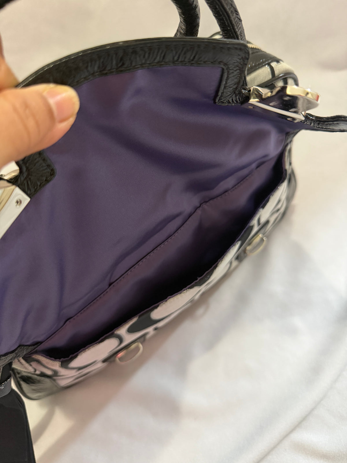 Coach Poppy Signature Sateen Pushlock Satchel