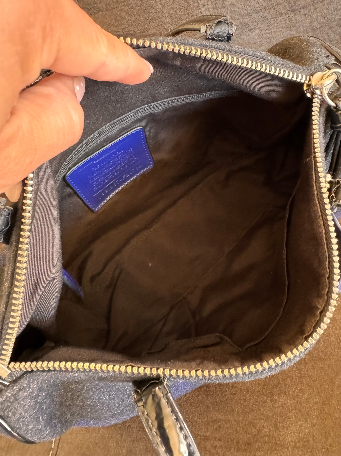 Coach Stripe Wool Satchel